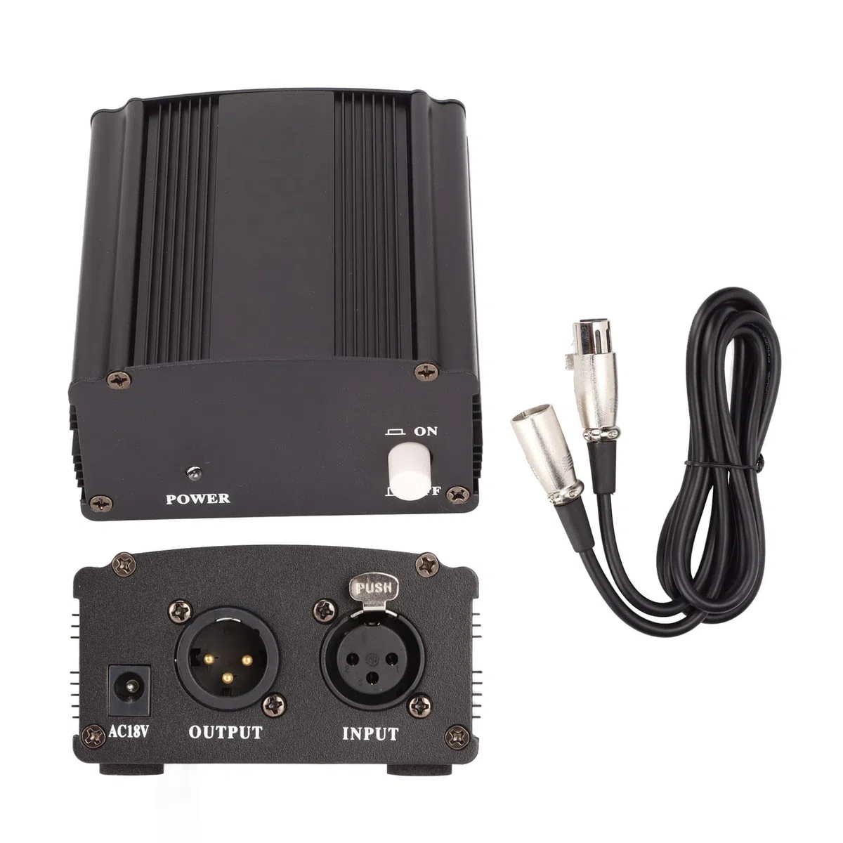 Phantom Power, Aluminiumlegierung, 48 V, Phantom Power, 1 Kanal, Schwarz