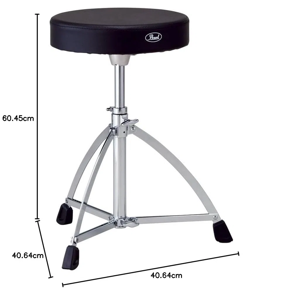 PEARL Drum Throne D-730S With Round Vinyl Seat And Single Braced Tripod Base