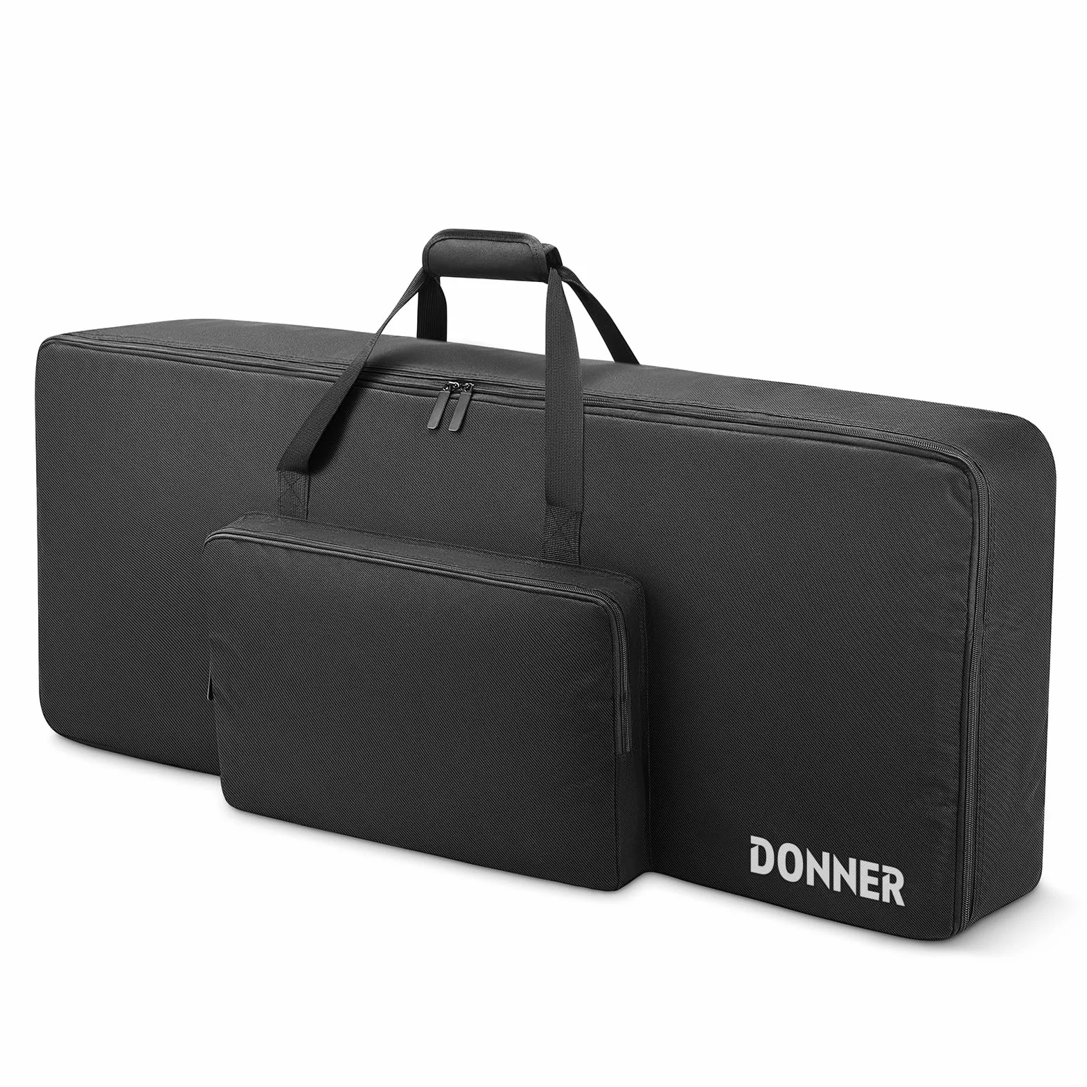 Donner Gigbag für 61-Tasten-Keyboards, tragbares Keyboard-Klavier-E-Piano-Case mit Reißverschlüssen und Tragegriff, wasserdicht, 10 mm gepolstert, 600D Oxford Nylon, 104 x 13 x 41 cm, Schwarz