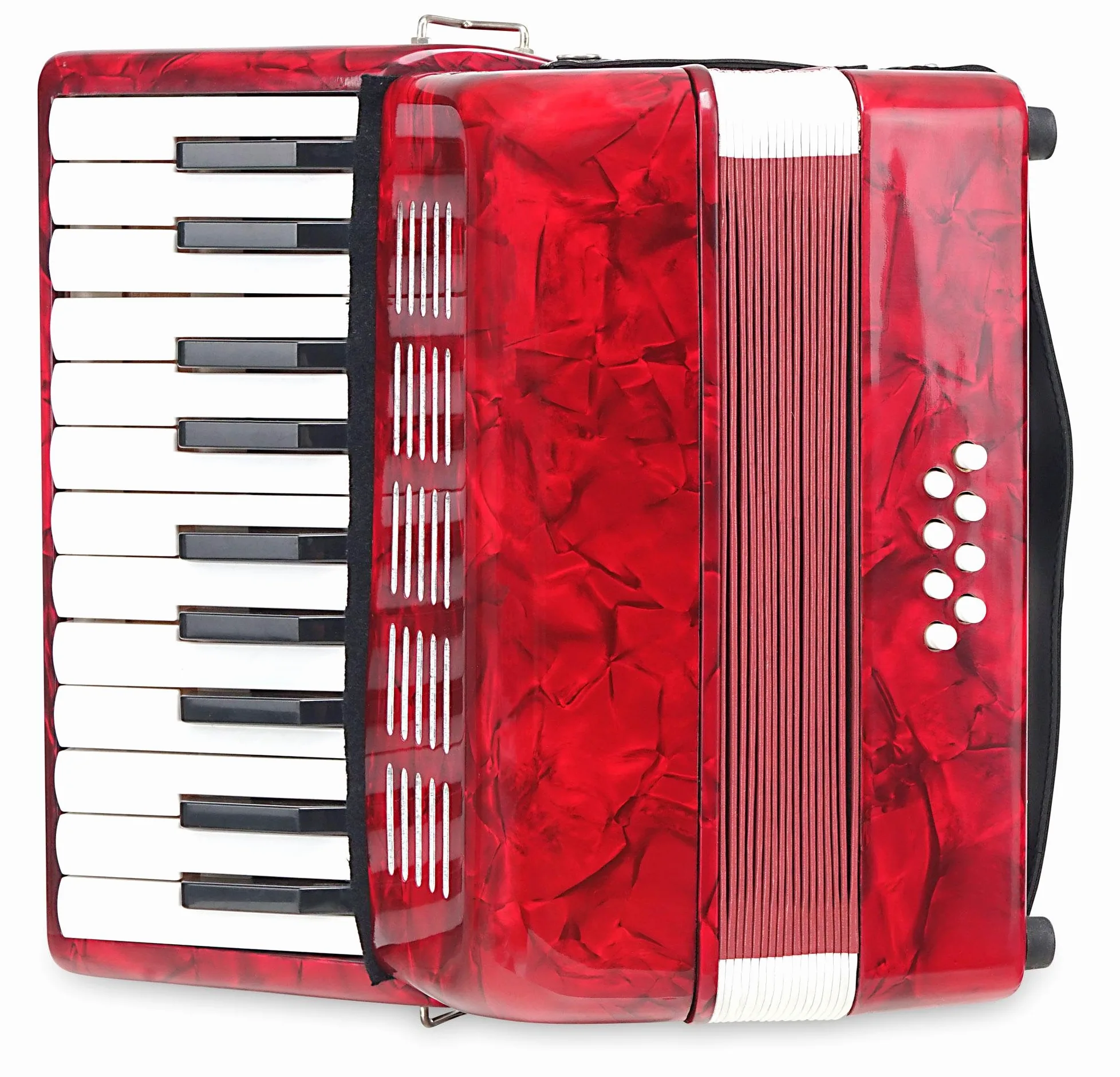Classic Cantabile Secondo Kinder Akkordeon 8 Bass Set (Kinder-Akkordeon mit 8 Bässen, inkl. Gurt, Tasche, Notenständer & Schule) Rot