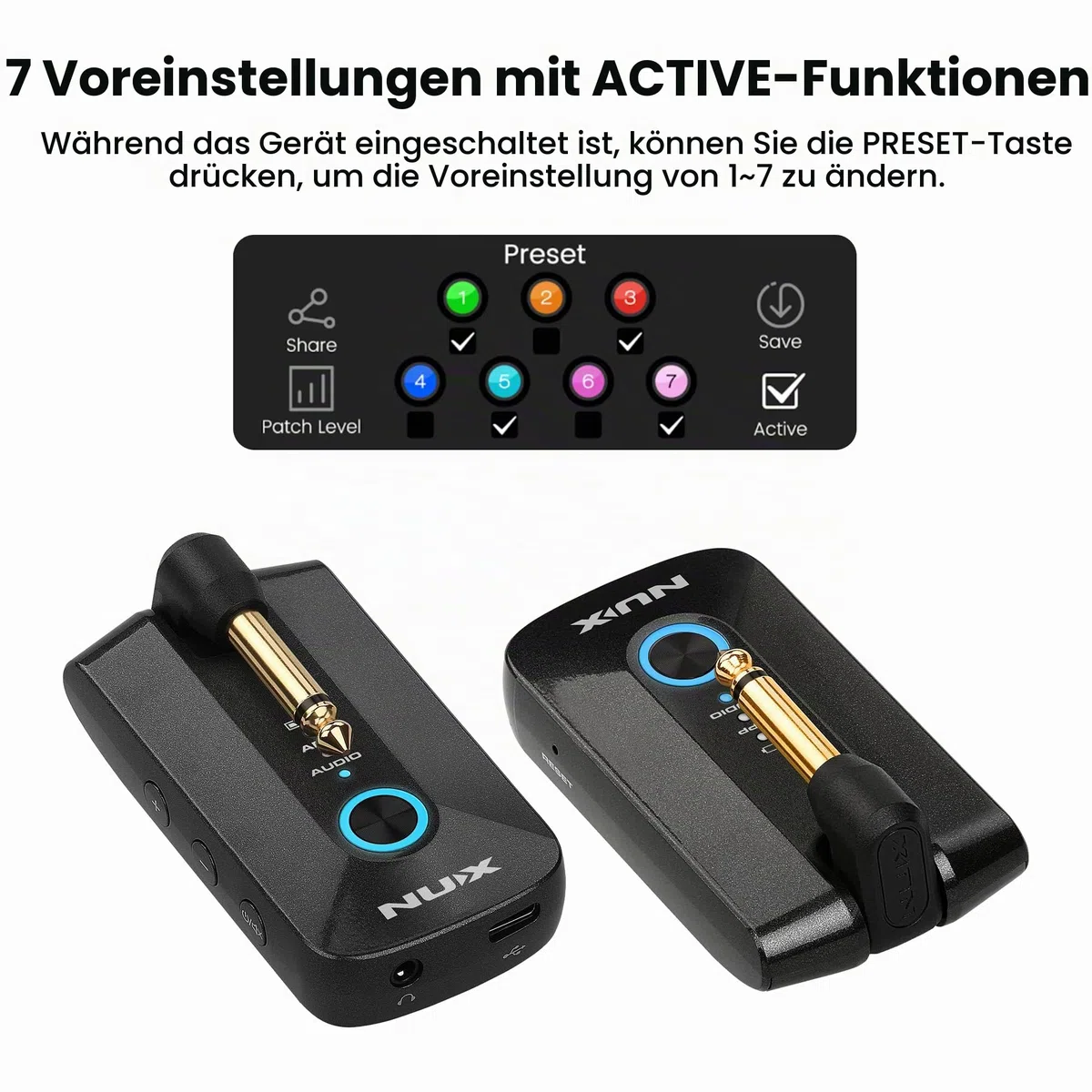 NUX MP-3 Mighty Plug Pro Gitarren-Kopfhörerverstärker mit Effekten und IR/Amp-Modellen