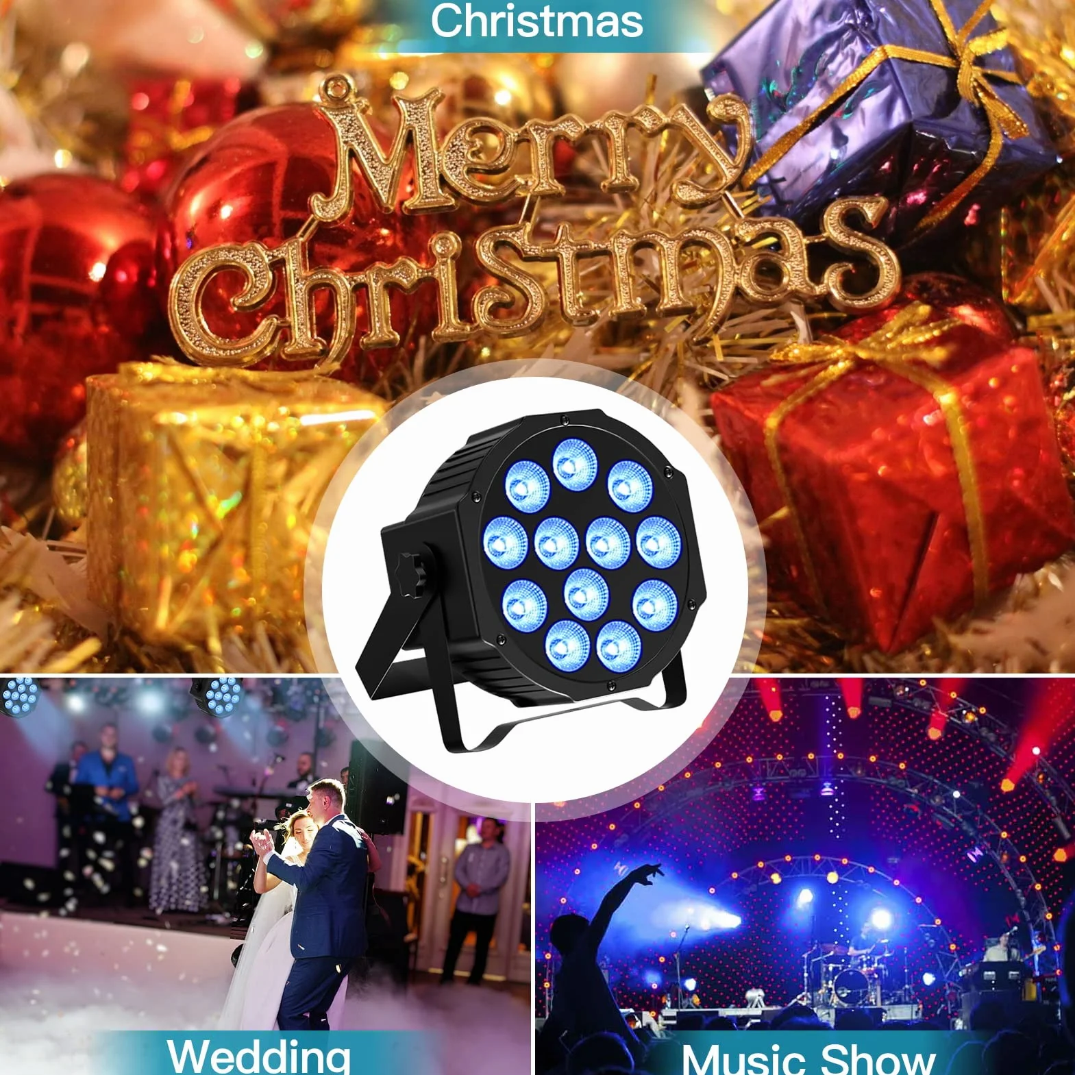 12PCS RGBW LED Par Strahler Akku, 12 LED Bühnenlicht Wiederaufladbar mit Fernbedienung und Timing, Discolicht Partylicht Effektstrahler 8CH für Outdoor Beleuchtung Bühne Hochzeit Weihnachten