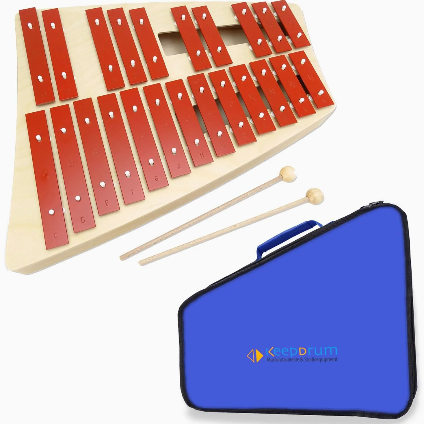 Sonor NG31 Alt Glockenspiel + keepdrum MB03 Tasche in Blau: Glockenspiel, 23 Töne, c2 bis b3, inkl. SCH 40 Schlägel, für Kinder, mit Tasche