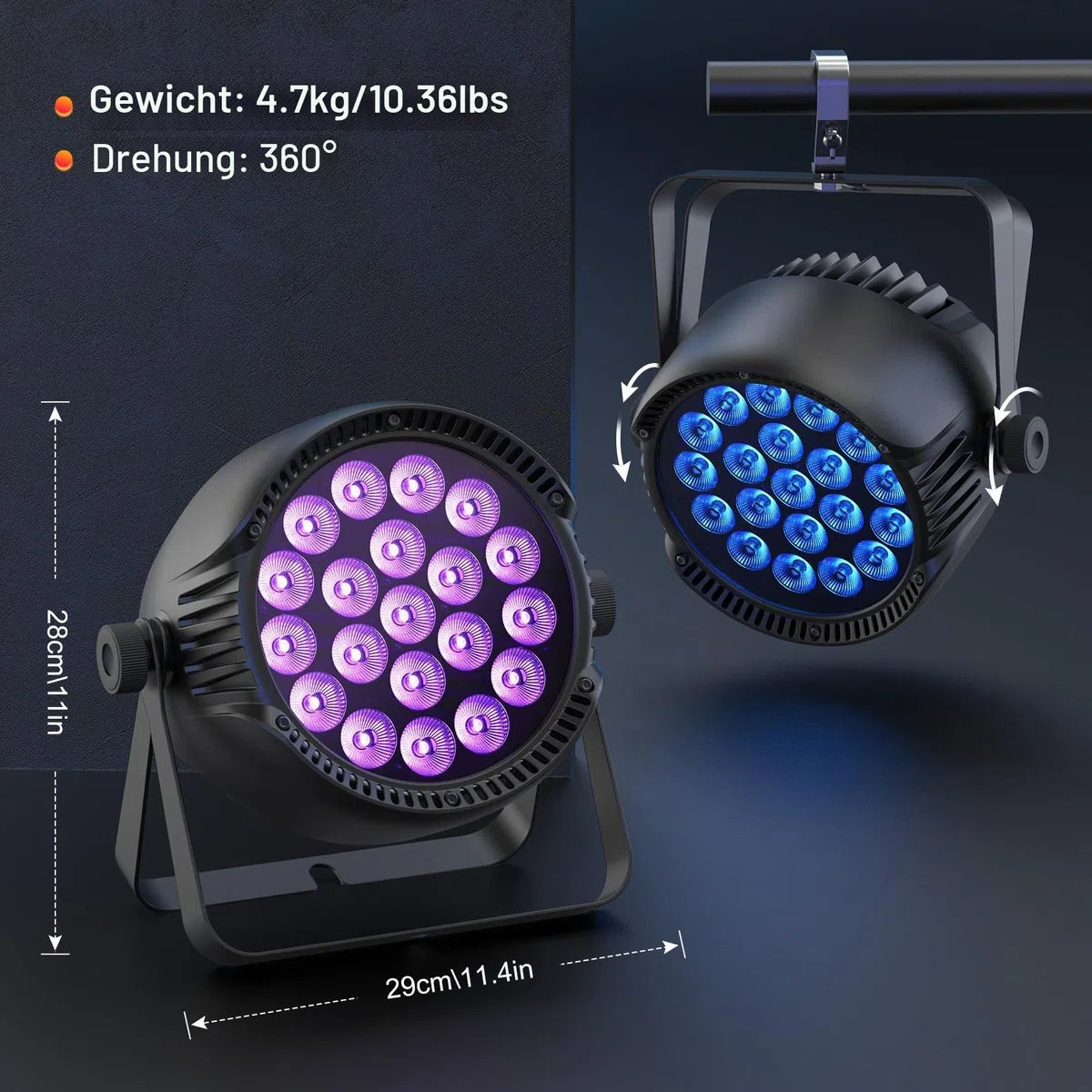 300 W LED Par IP65 wasserdicht, RGBW Bühnenlicht LED Par Strahler, DMX512 Discolicht Partylicht geeignet für Outdoor Partys und Konzerte an regnerischen Tagen | DMX512 Discolicht Partylicht geeignet für Outdoor Partys und Konzerte an regnerischen Tagen