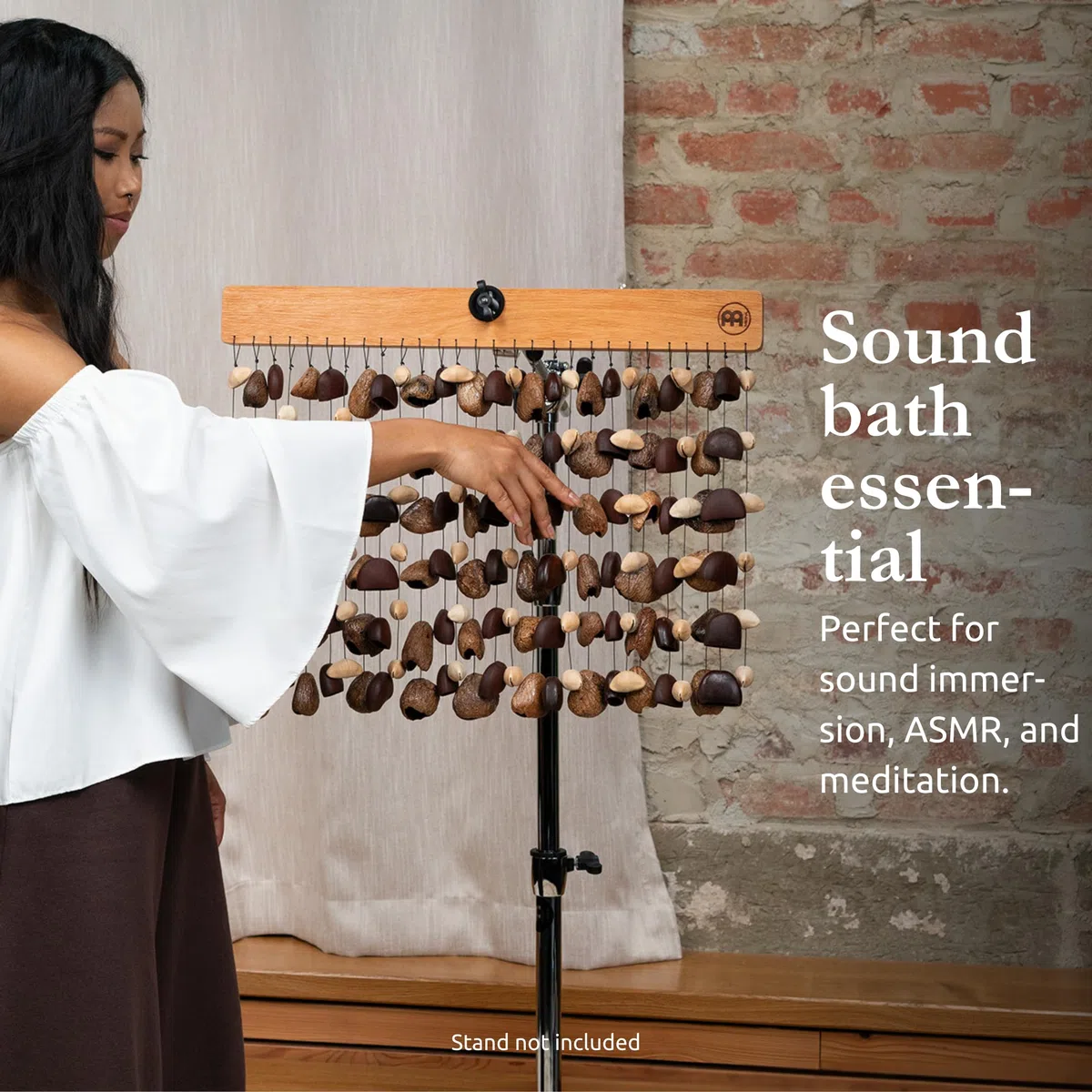 Sonic Energy Kenari/Pangi/Bendo Nussschalen Chime – Soundeffekt-Instrument für Therapie und Percussion – Mit Mahagoniholz-Aufhängung (SKBPCH)