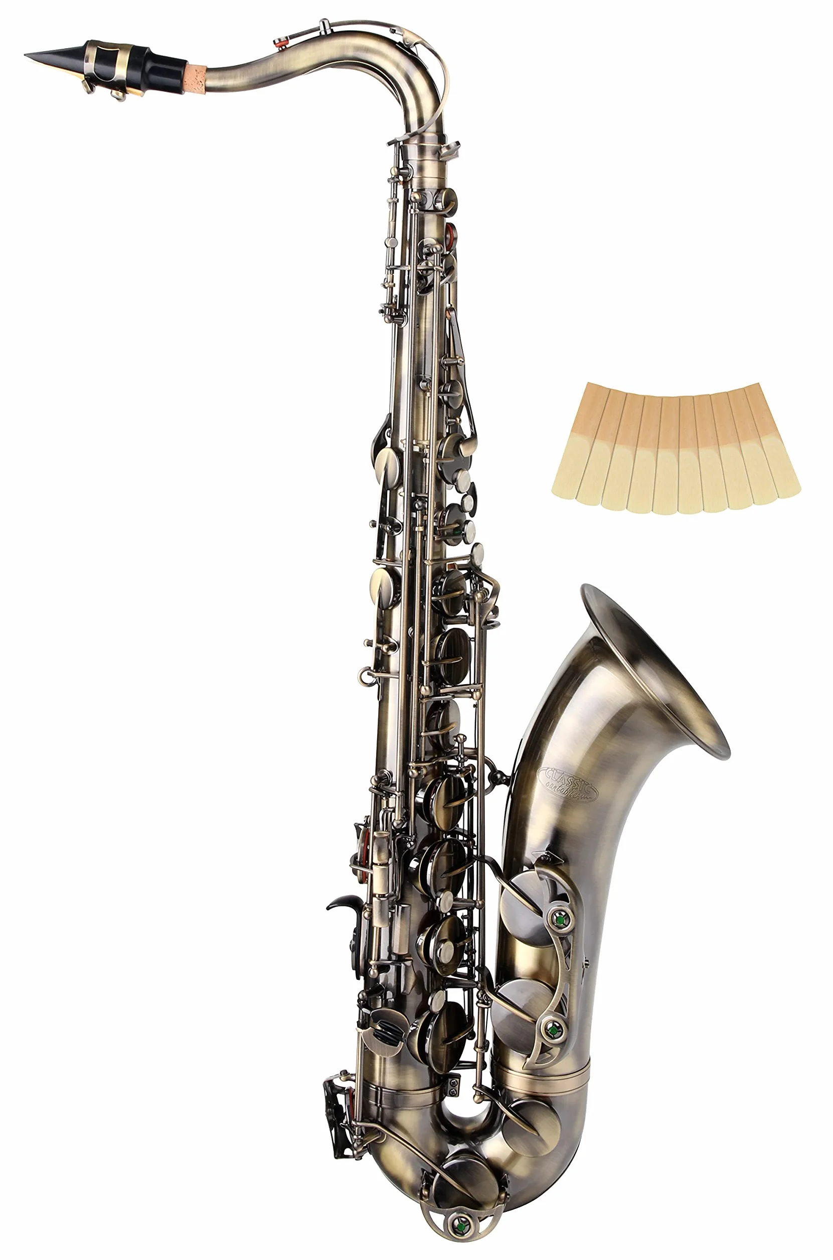 Classic Cantabile TS-450 Antique Yellow Bb Tenorsaxophon - Bb-Stimmung - Hoch-Fis-Klappe - Spar-Set inkl. 10 Stück Saxophon-Blätter