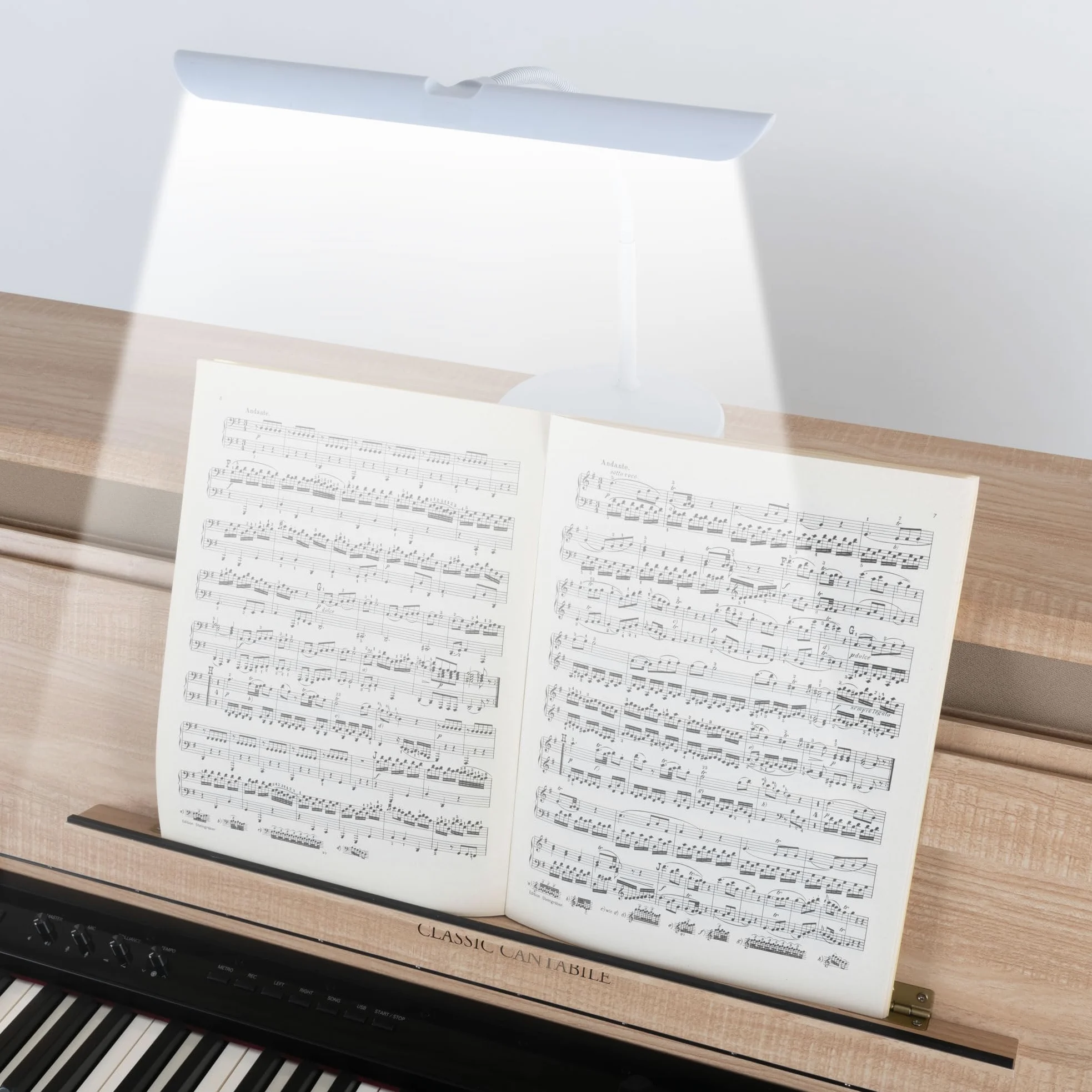 Classic Cantabile WM Pianoleuchte Easy Dimmbare Klavierlampe mit Memory-Funktion 18 LEDs Warm-weißes Licht Touch Schwanenhals Tischlampe Weiß