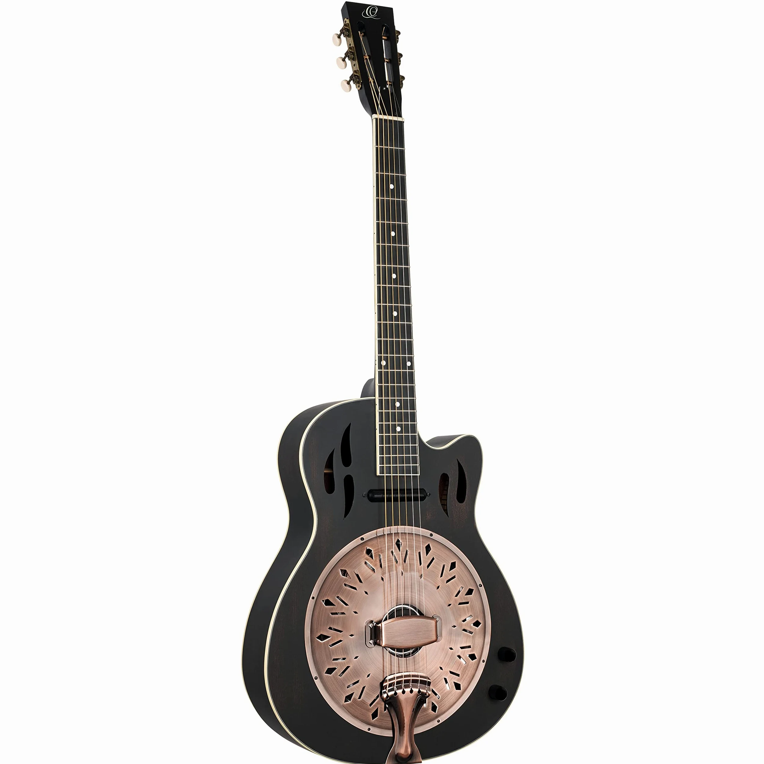 Ortega Guitars Resonator Gitarre Elektro-Akustisch – Americana Series – Lipstick Pickup – Mahagoni, Schwarz (RRG40CE-DBK)