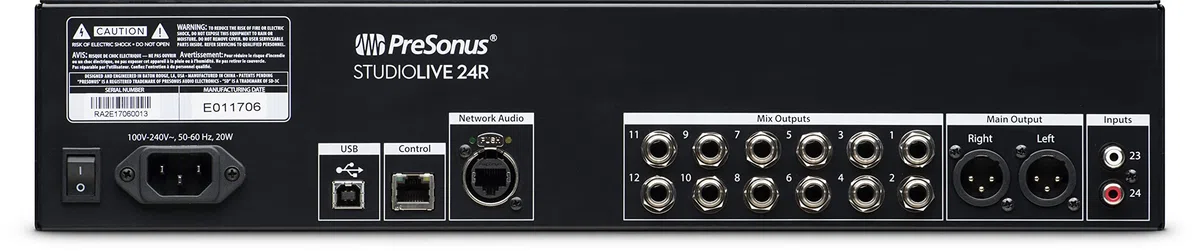 PreSonus StudioLive 24R, Rackmount-Digitalmischer, 32-Kanal, Stagebox und Audio-Interface, 26 Eingänge