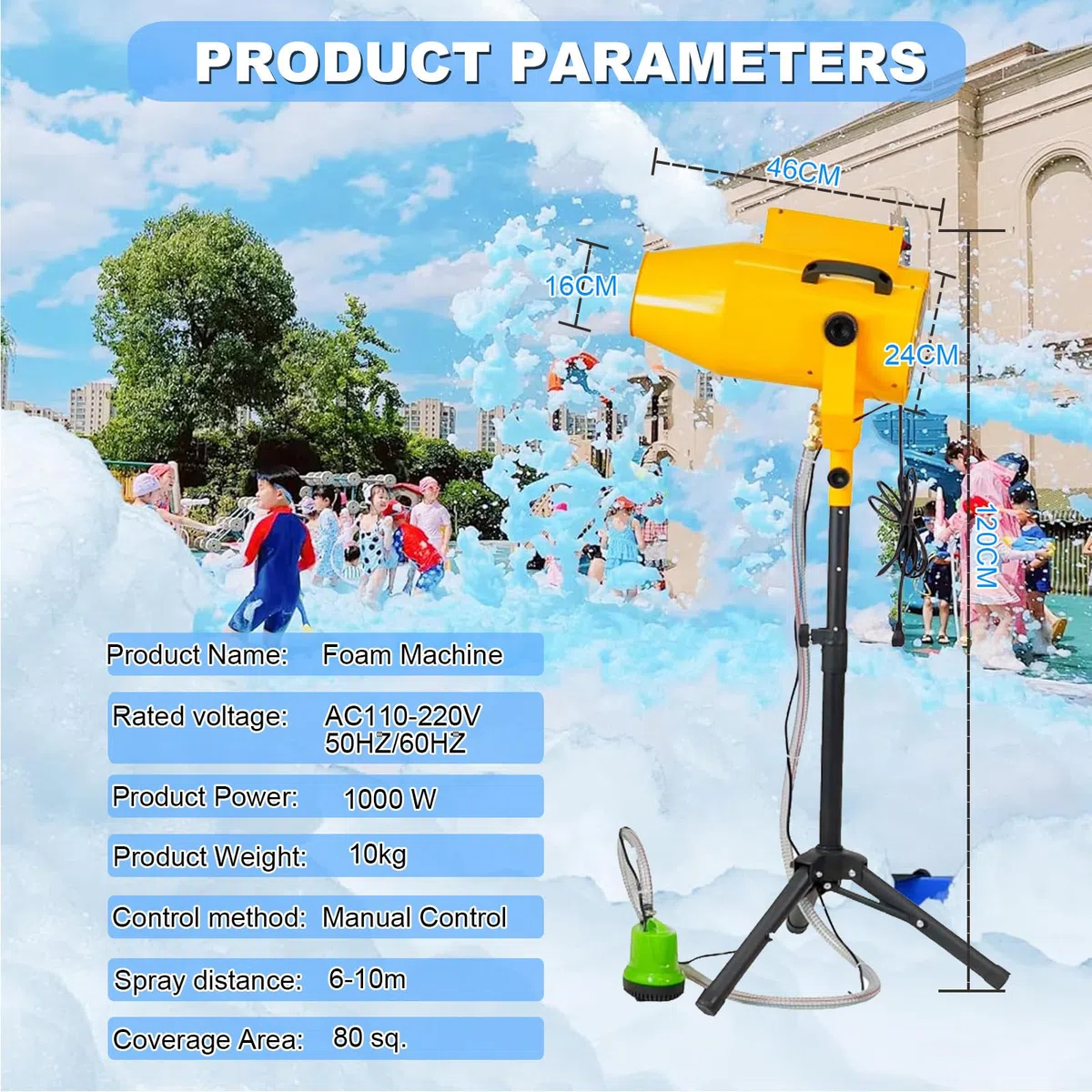 Große Bühnenschaummaschine | Party-Schaummaschine, Kinder-Schaummaschine, Sprühdistanz Kann 6–10 M Erreichen, Geeignet Für Garten, Pool, Innenbereich, Feier Und Hinterhofaktivitäten,Yellow