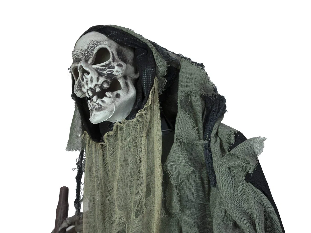 EUROPALMS Halloween Figur Wanderer, 160cm | Animiertes Skelett als Standfigur