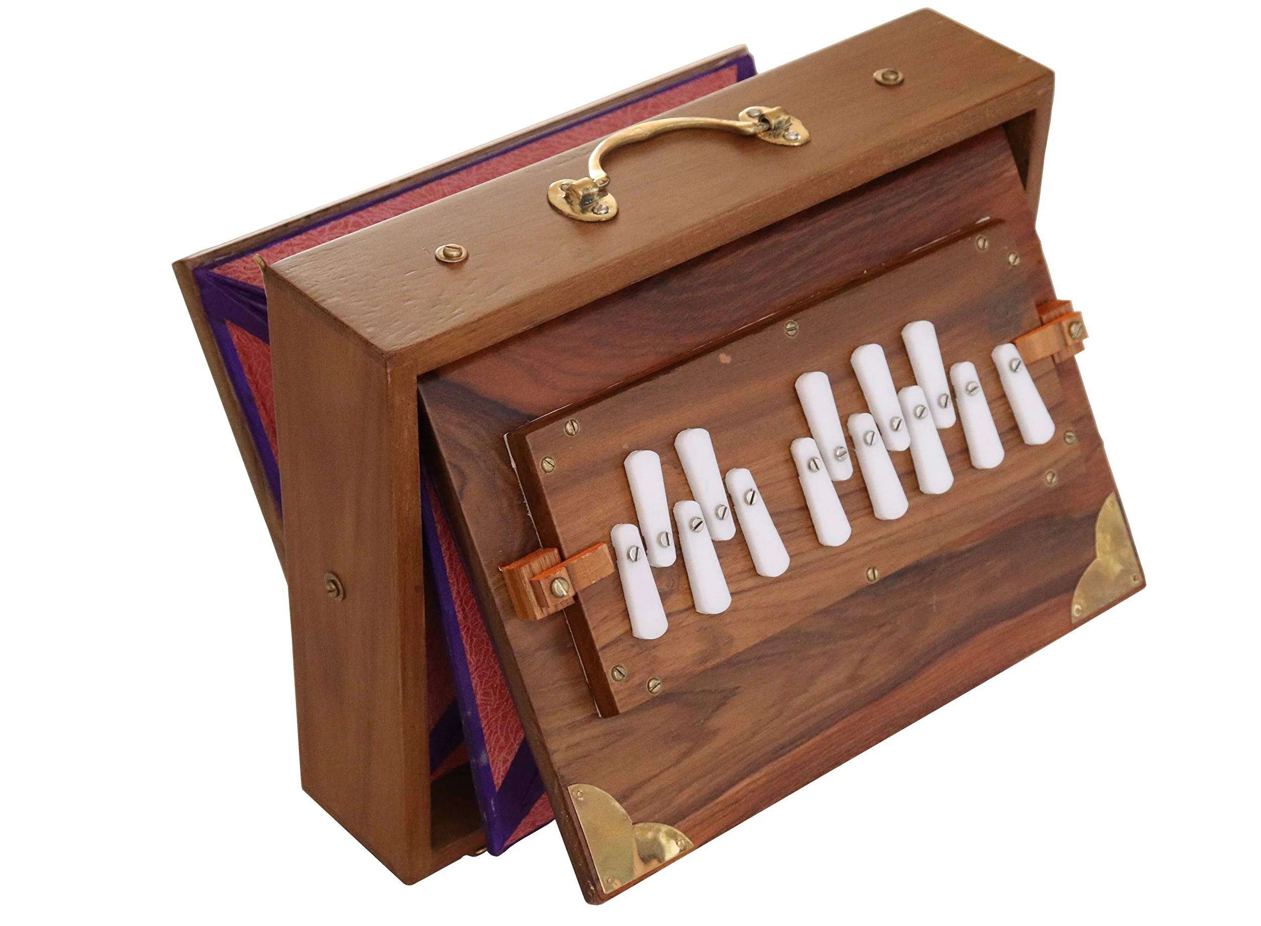 Shruti Box Raga, professionelles Modell, aus Teak-Holz, C-Tonleiter (c3 bis c4), 30 x 22 x 8,5 cm, Gewicht 2 kg, gestimmt auf 440 Hz (432 Hz auf Anfrage).