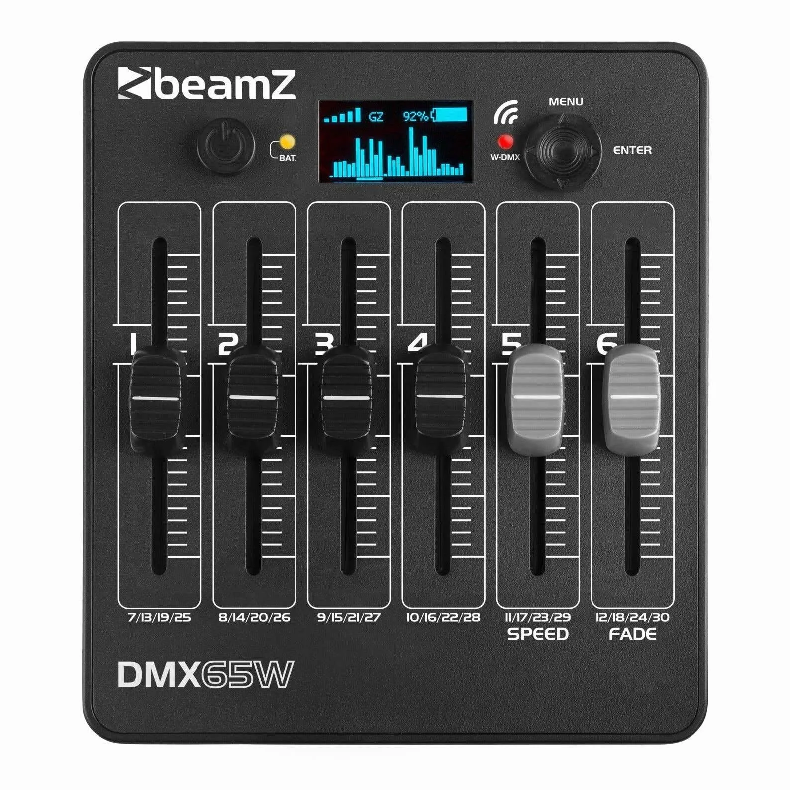 BeamZ DMX65W - Akkubetriebener 30-Kanal Funk DMX Controller - Wireless DMX Konsole - Lichtmischpult drahtlos