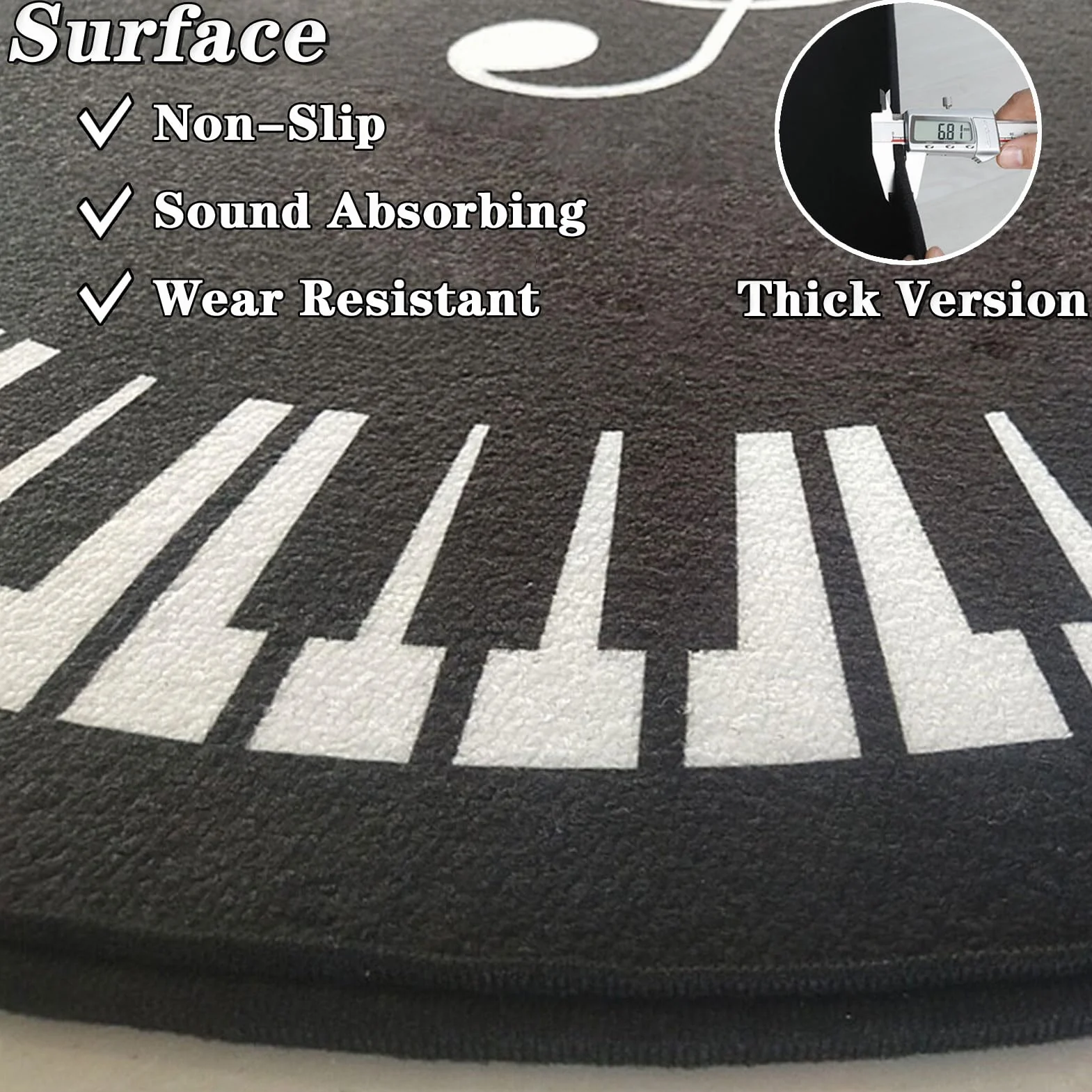 Schallschutz Teppich Rutschfeste Unterseite Drumset Zubehör Trommel Teppiche für Drum Kits Bass Drum Snare Drum und andere Instrumente Teppich 200 x 170 cm Drum Teppich Dicht gewebte Oberfläche mit