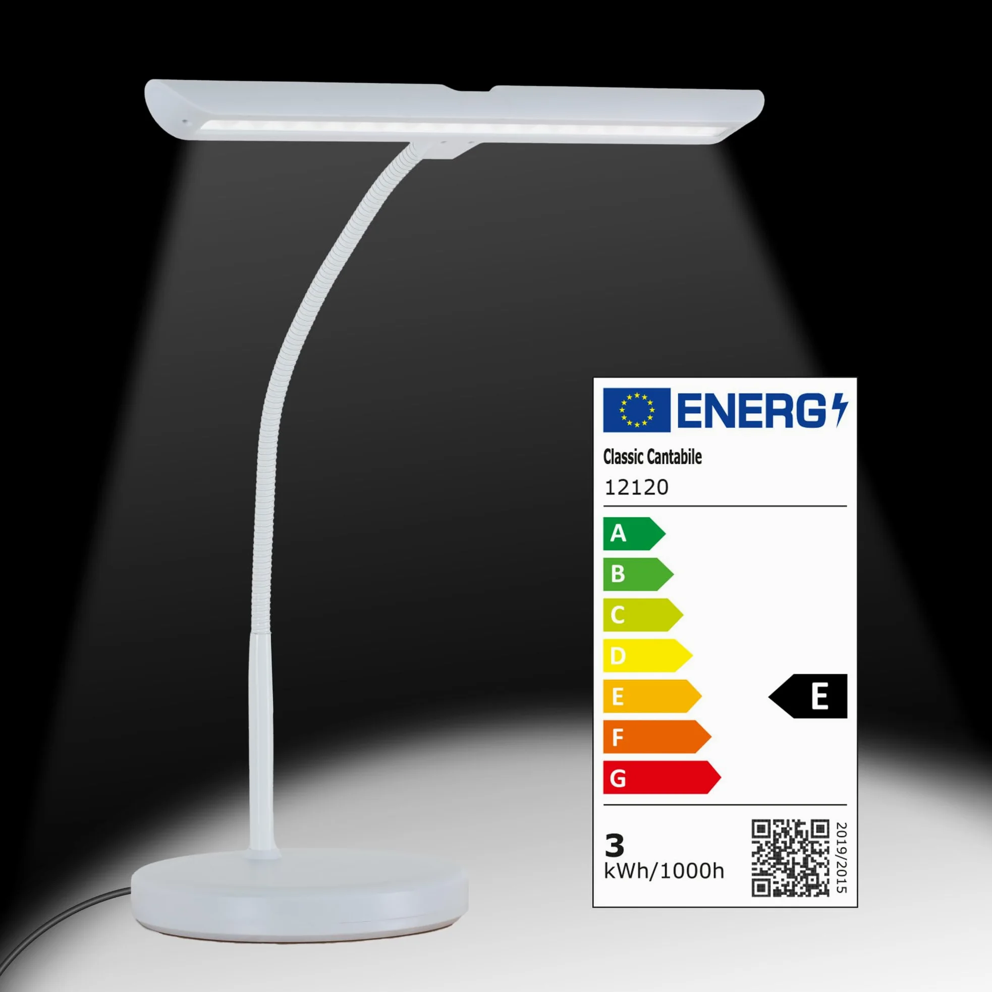 Classic Cantabile WM Pianoleuchte Easy Dimmbare Klavierlampe mit Memory-Funktion 18 LEDs Warm-weißes Licht Touch Schwanenhals Tischlampe Weiß