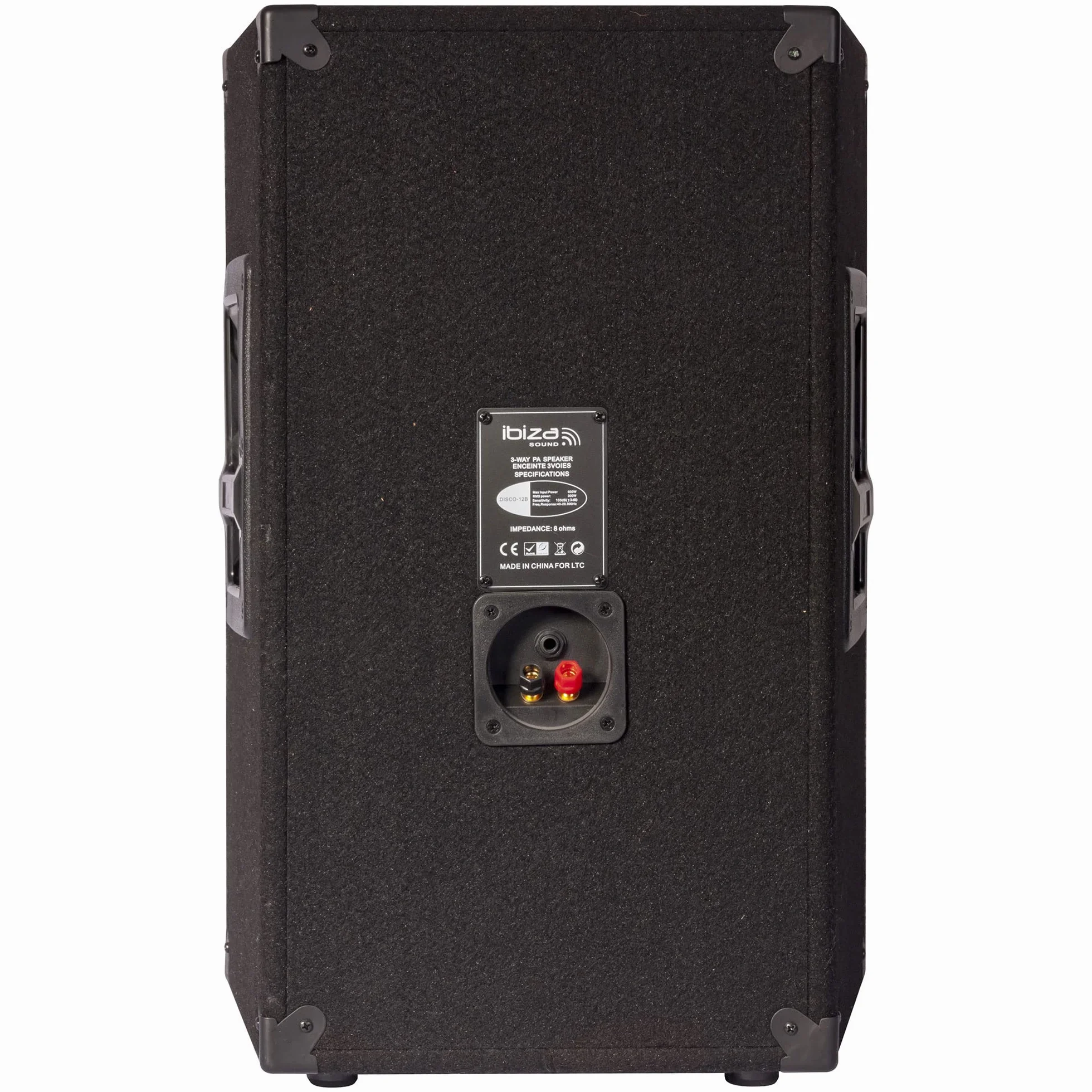 Ibiza - DISCO12B - 3-Wege passiver Trapezlautsprecher mit 12"/30cm Tieftöner - 600W - Schwarz