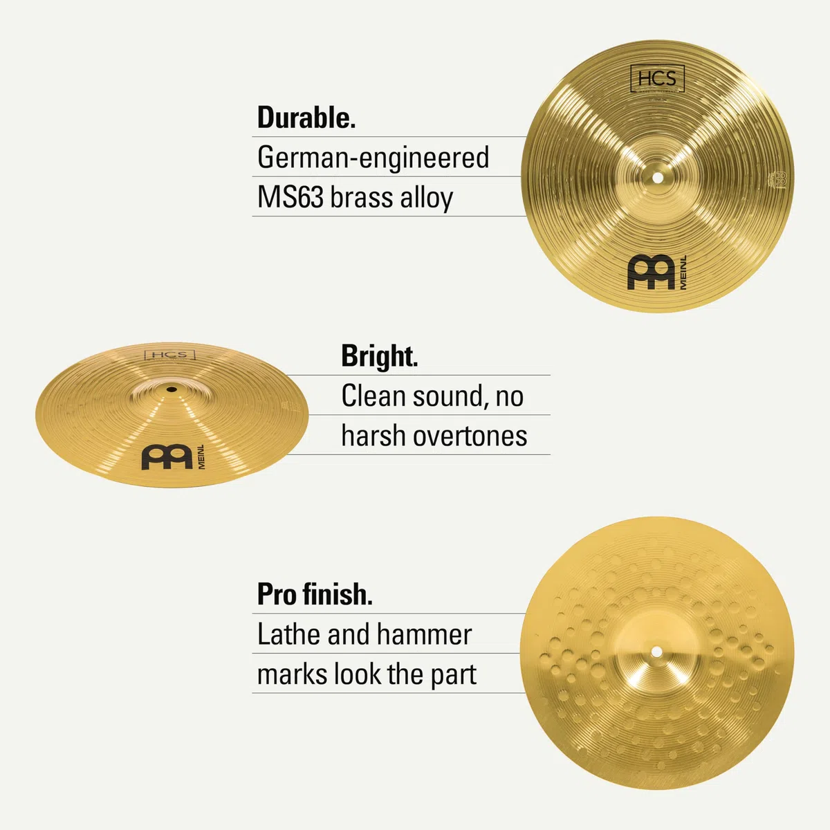 Meinl Cymbals HCS Hihat — 13 Zoll (Video) Schlagzeug Becken – Paar – (33,02cm) Messing, Traditionelles Finish (HCS13H)