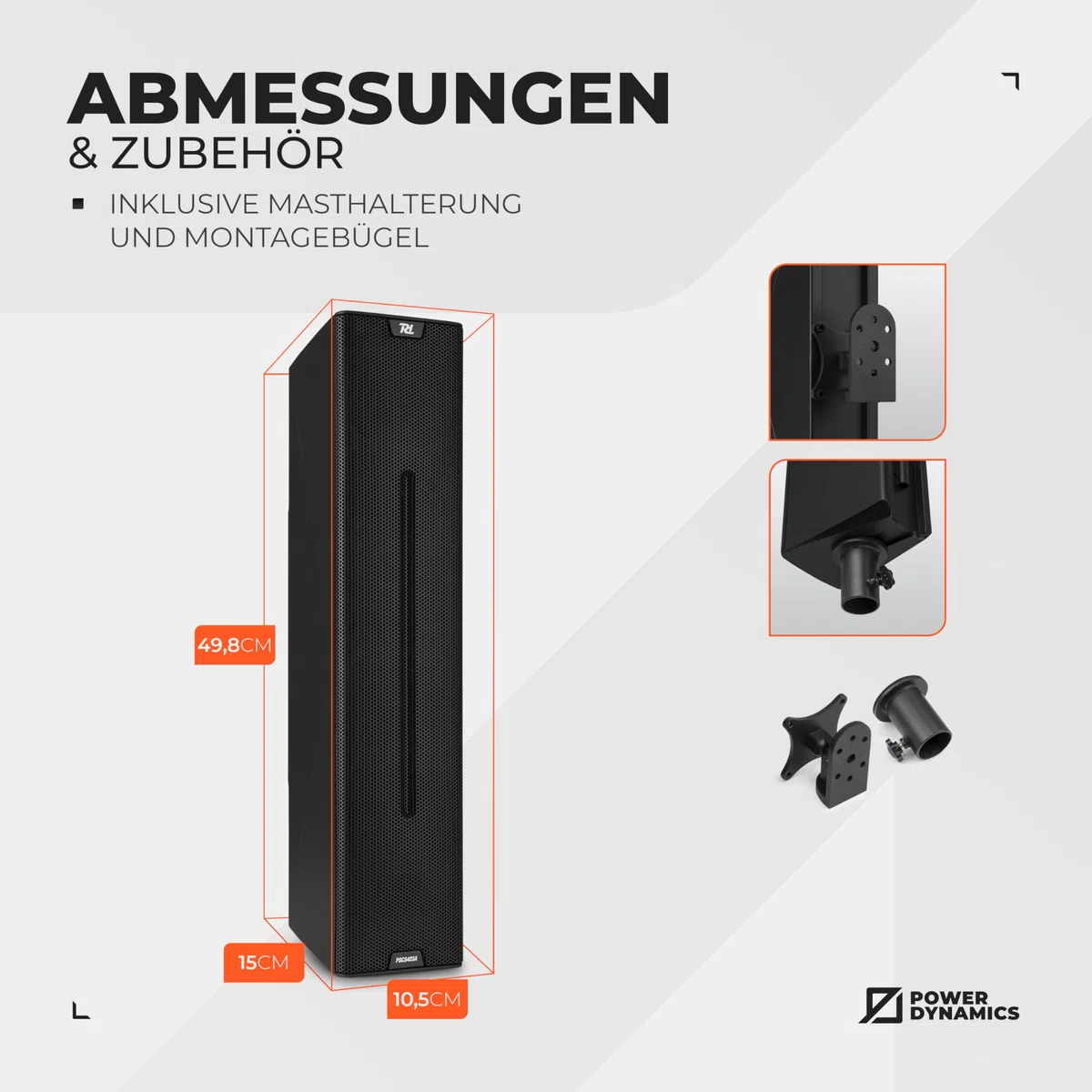 Power Dynamics PDCS403A PA Anlage – 260W Aktiv Lautsprecher – 4X 3 Tieftöner & 1" Neodym-Hochtöner – PA System mit Verstärker, DJ Lautsprecher, PA Lautsprecher Aktiv, Musikbox Groß – Schwarz