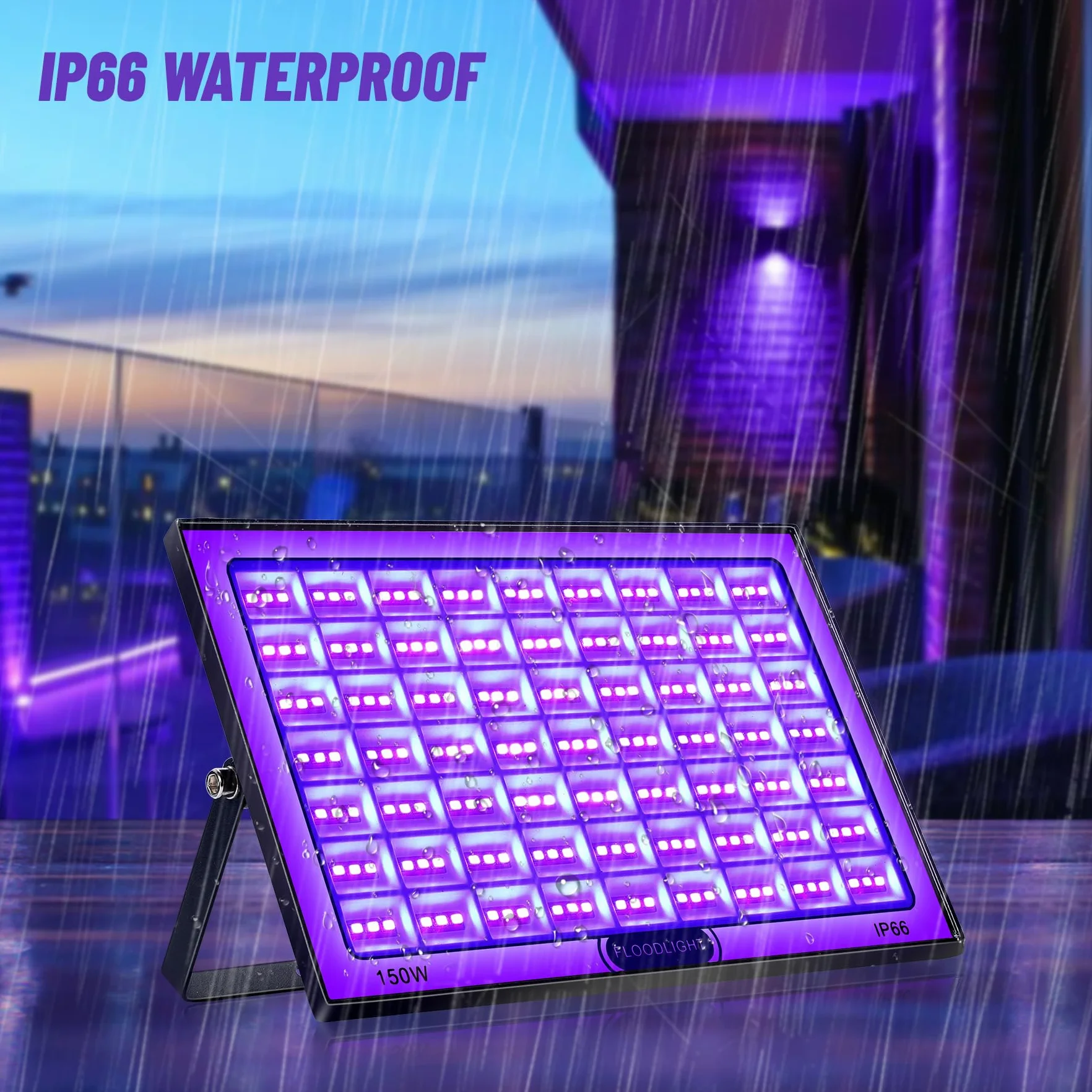 4 Stück 150W UV Schwarzlicht LED Strahler IP66 Wasserdichte Blacklight für Party Halloween Deko