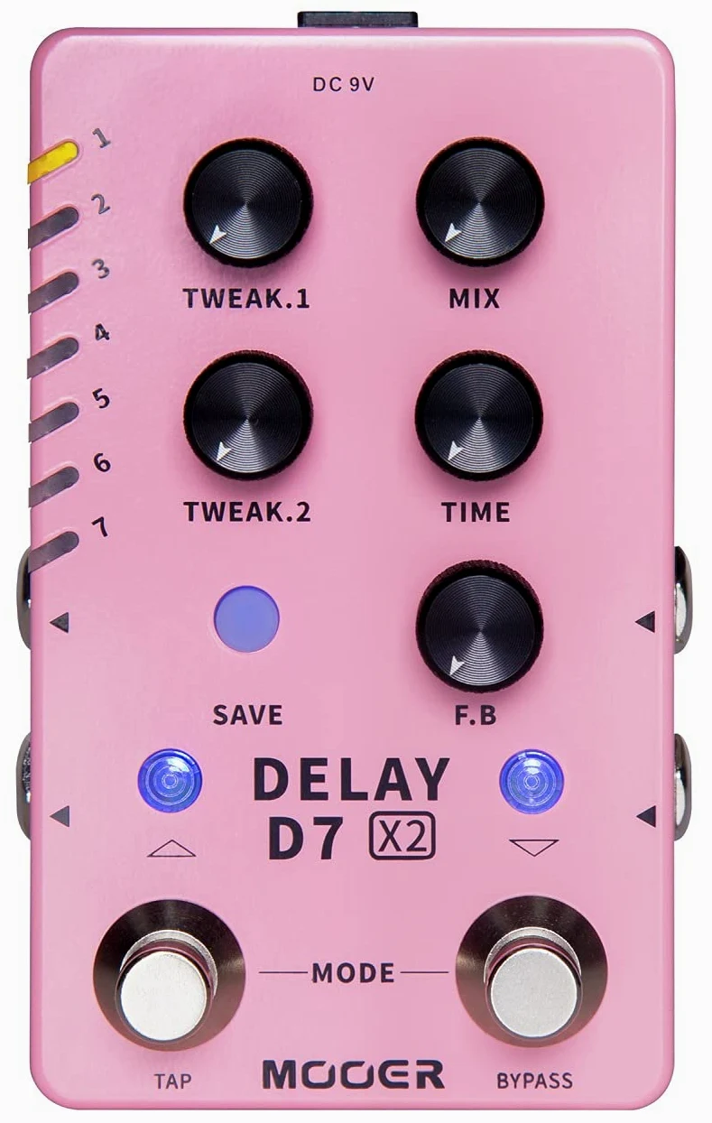 Mooer D7 X2 Delay - Multi-Delay Effekt Pedal für Gitarre mit 14 Modi