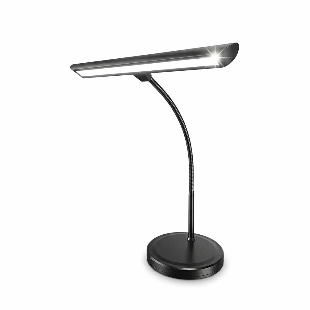 Infitronic LED Klavierleuchte mit Touch-Dimmer, Schwanenhalslampe für Klavier, Warmweiß 3000K, stufenlos dimmbar, 12V Netzteil, 295mm, Schwarz