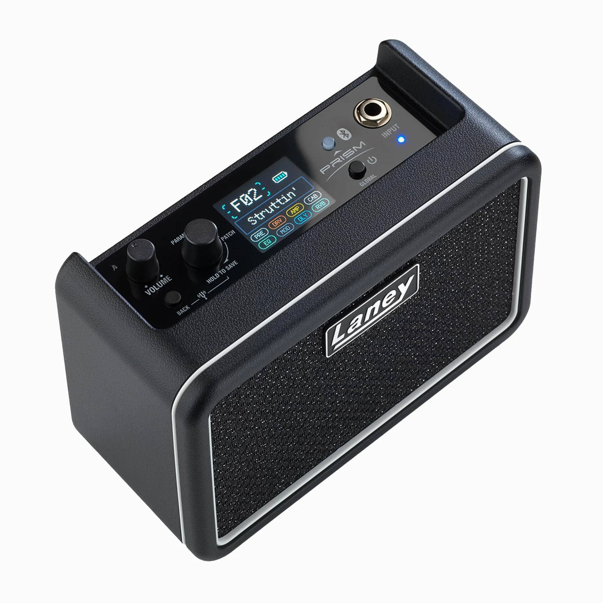 Laney PRISM MINI Tragbarer Smart-Gitarrenverstärker, App-gesteuerter Übungsverstärker mit 100 Presets, 17 Amp-Modellen, 32 Effekten, integriertem Tuner, Drum Machine, 14 Stunden Akkulaufzeit – Schwarz