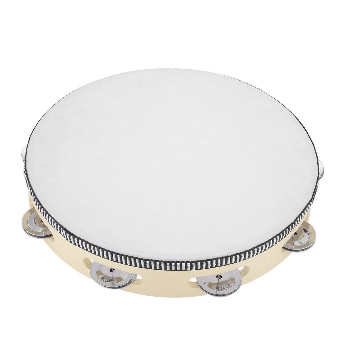 Musfunny Tamburin für Erwachsene 25 cm Tambourine Hand Trommel Glocke Birke Metall Jingles Percussion Geschenk Musikpädagogisches Instrument für Kirche KTV Party (25 cm, 10 Zoll)