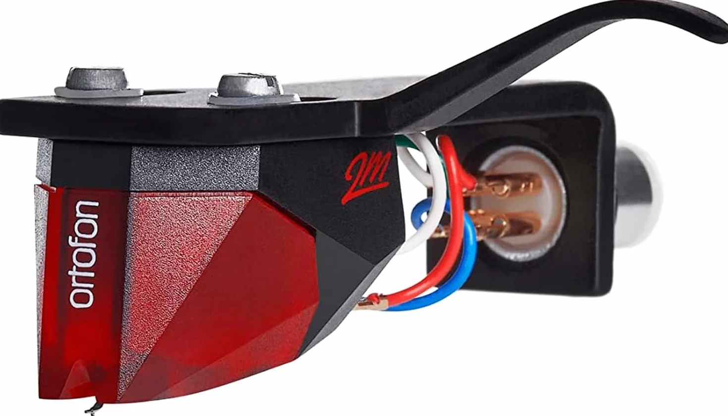 Ortofon 2M Red Premounted - 2M Red Tonabnehmer montiert am SH-4 Black Headshell | einfache Montage an S-förmigen Tonarmen | Rot/Schwarz