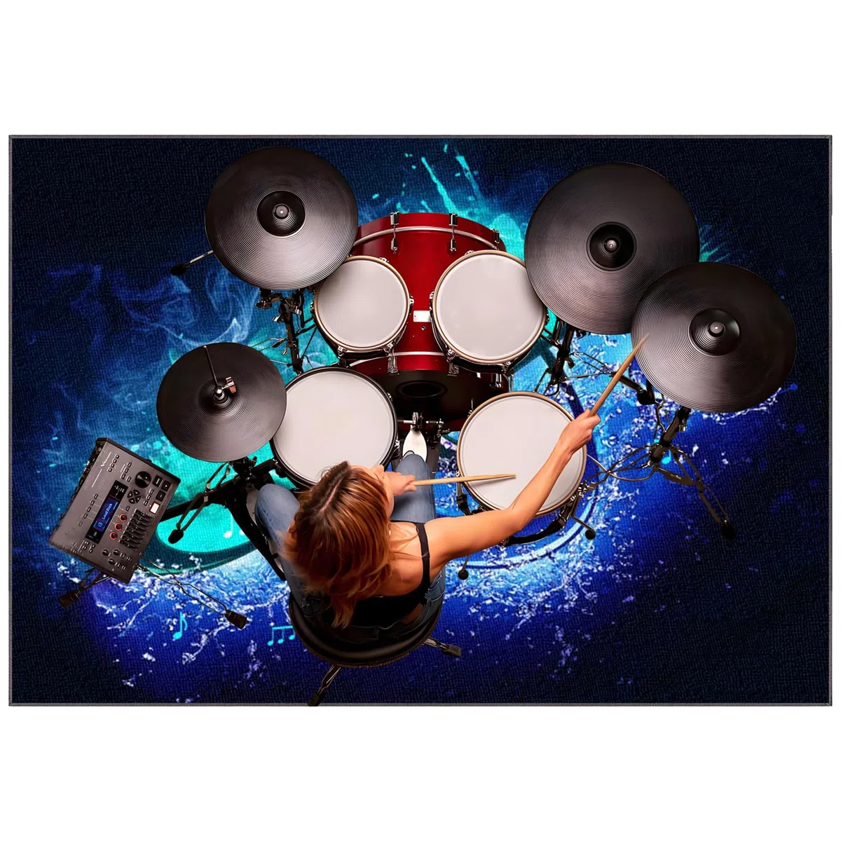 Schlagzeug Teppich, Professioneller Schlagzeugteppich Drum Teppich Elektronisches Schlagzeug Antivibrationsmatten, Klavierteppich Schallschutzmatte rutschfeste Trommel Teppiche 200 x 170 cm