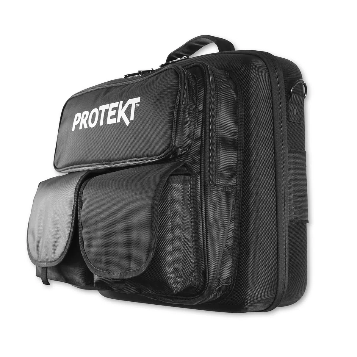 Protekt Tasche für DJM-750 – B750BP DJ-Rucksack für Pioneer Mixer – mit 4 Vordertaschen für Laptop, Kopfhörer, Kabel und wichtiges Zubehör, Schwarz , 525 x 510 x 165 mm, DJ-Mixer-Tasche