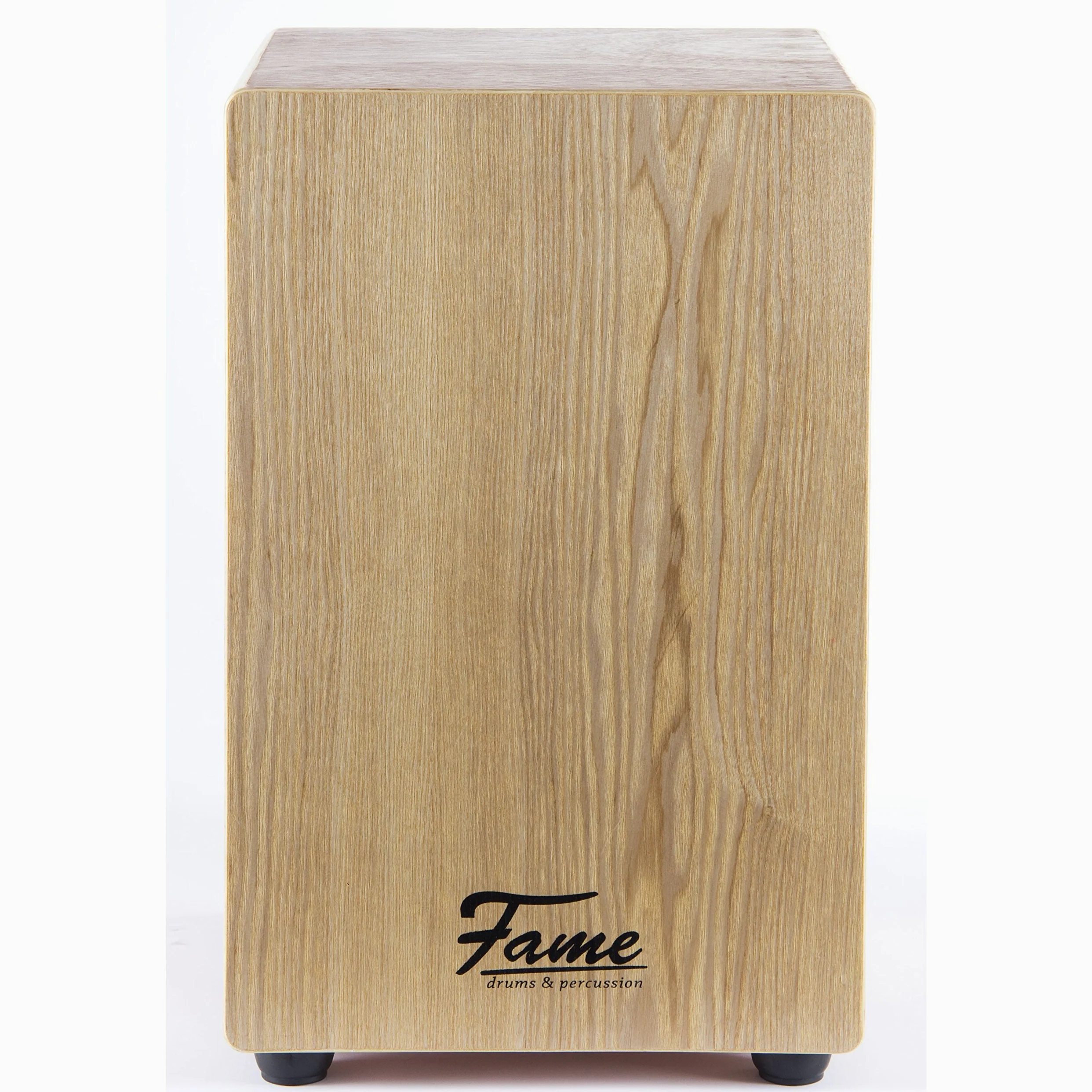Fame Beginner Cajon, Einsteiger Cajon aus 7-lagigem Sperrholz, Drum Box mit abgerundeten Kanten, Schlagfläche aus Esche, Snare-System Gitarrensaiten