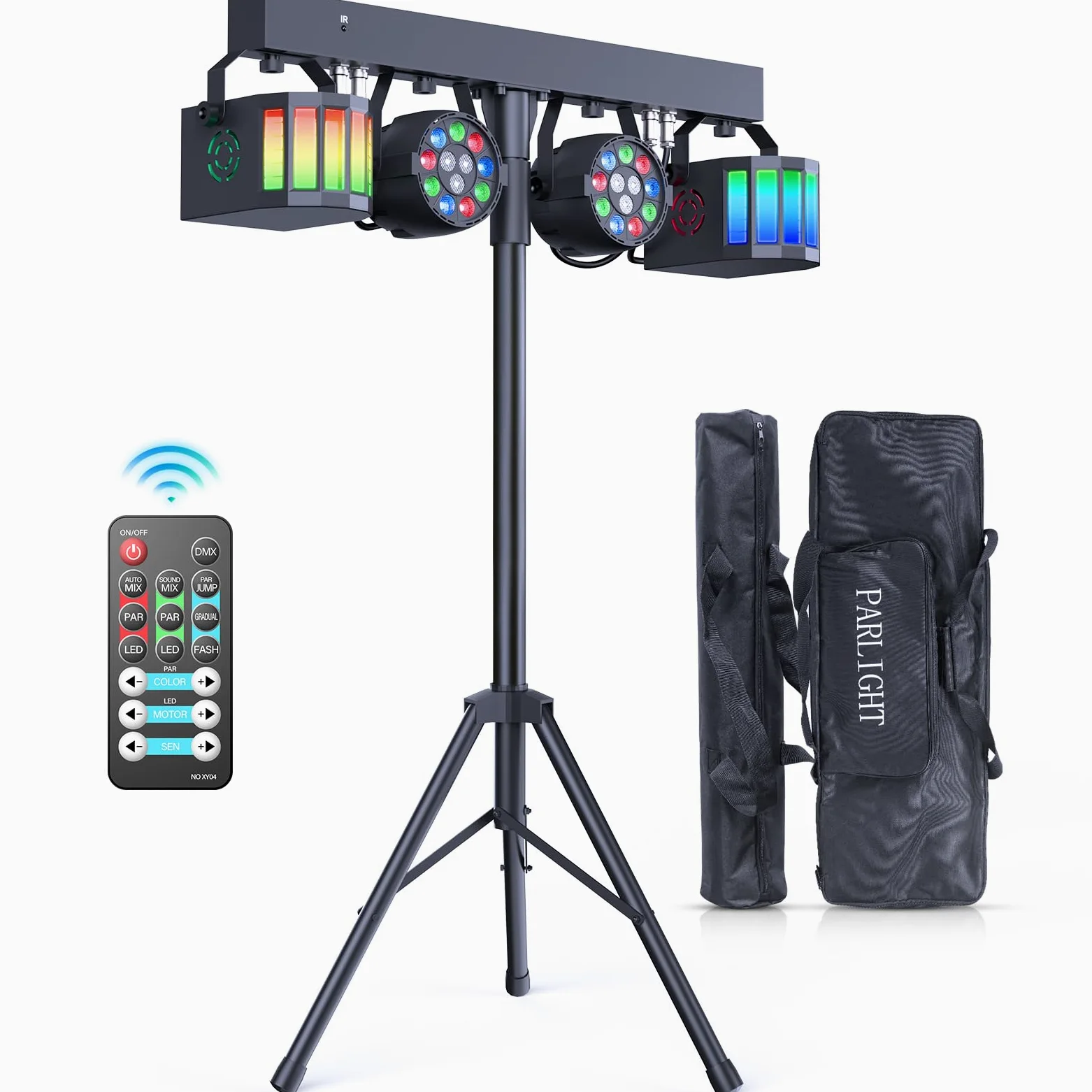 60W DJ-Lichtset Bühnenlicht mit Ständer und Fernbedienung, Derby RGBW DMX LED Par Scheinwerfer mit Stroboskopeffekt Discolicht für DJ, KTV, Kirchen, Konzerte, Hochzeiten, Halloween