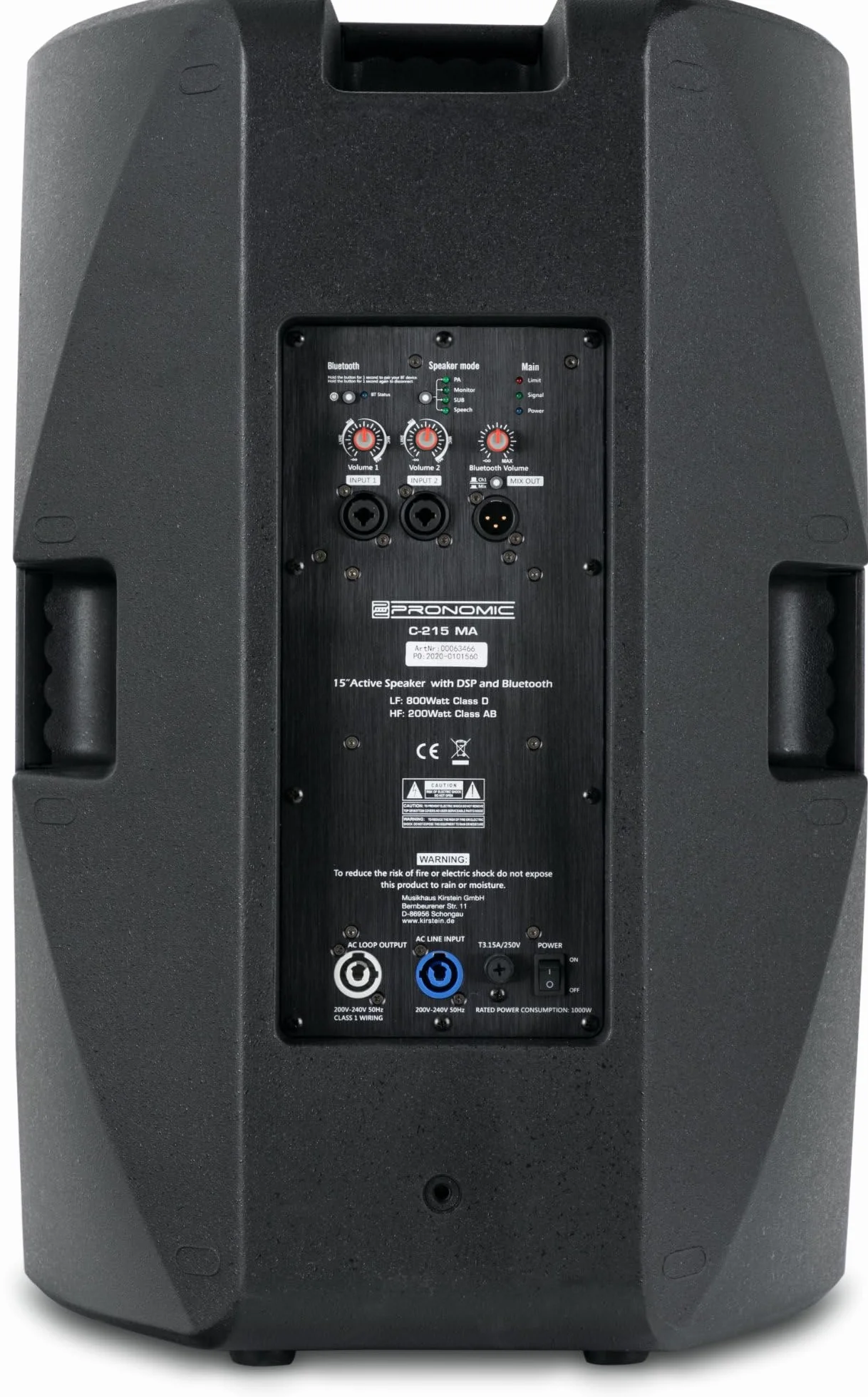 Pronomic C-215 MA Aktivboxen Set - 15 Zoll PA Lautsprecher mit 2000 Watt Leistung, integrierter Endstufe, Stereo-System, robuste Bauweise für Bühne DJ und Events - Schwarz