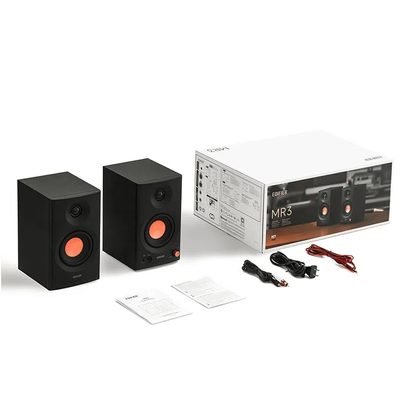 Edifier MR3 Powered Studio Monitor 2.0 Lautsprecher, Bluetooth v5.4, TRS/RCA/AUX Eingang, 36W RMS, flache Reaktion 52Hz - 40kHz, Treiber 3,5 Zoll, 1 Zoll Hochtöner, High Resolution Audio (Schwarz)