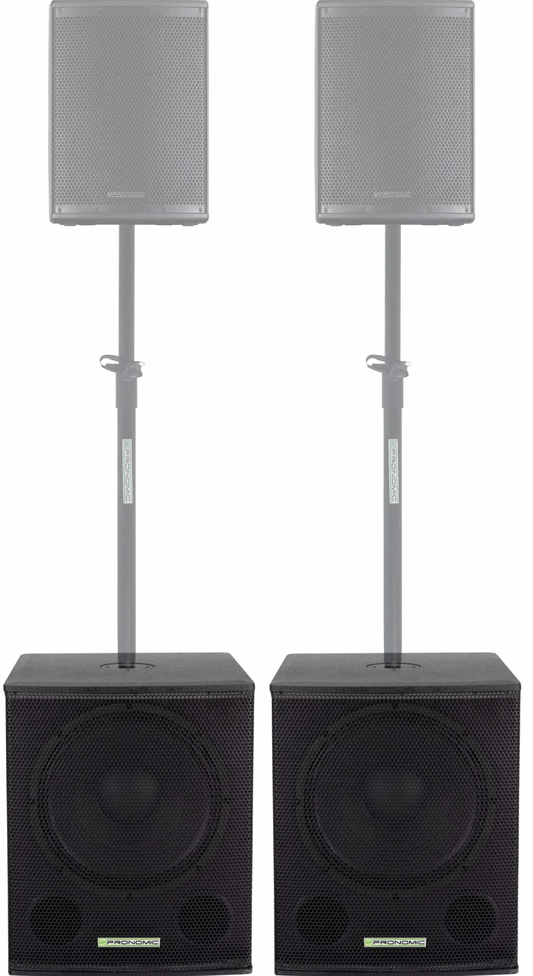 Pronomic SA-15 SUB Aktiv Subwoofer 2X Set - 15" Speaker mit Bassreflex-Öffnungen - 600 Watt RMS-Leistung - max. SPL: 124 dB - 35mm-Flansch - schwarz