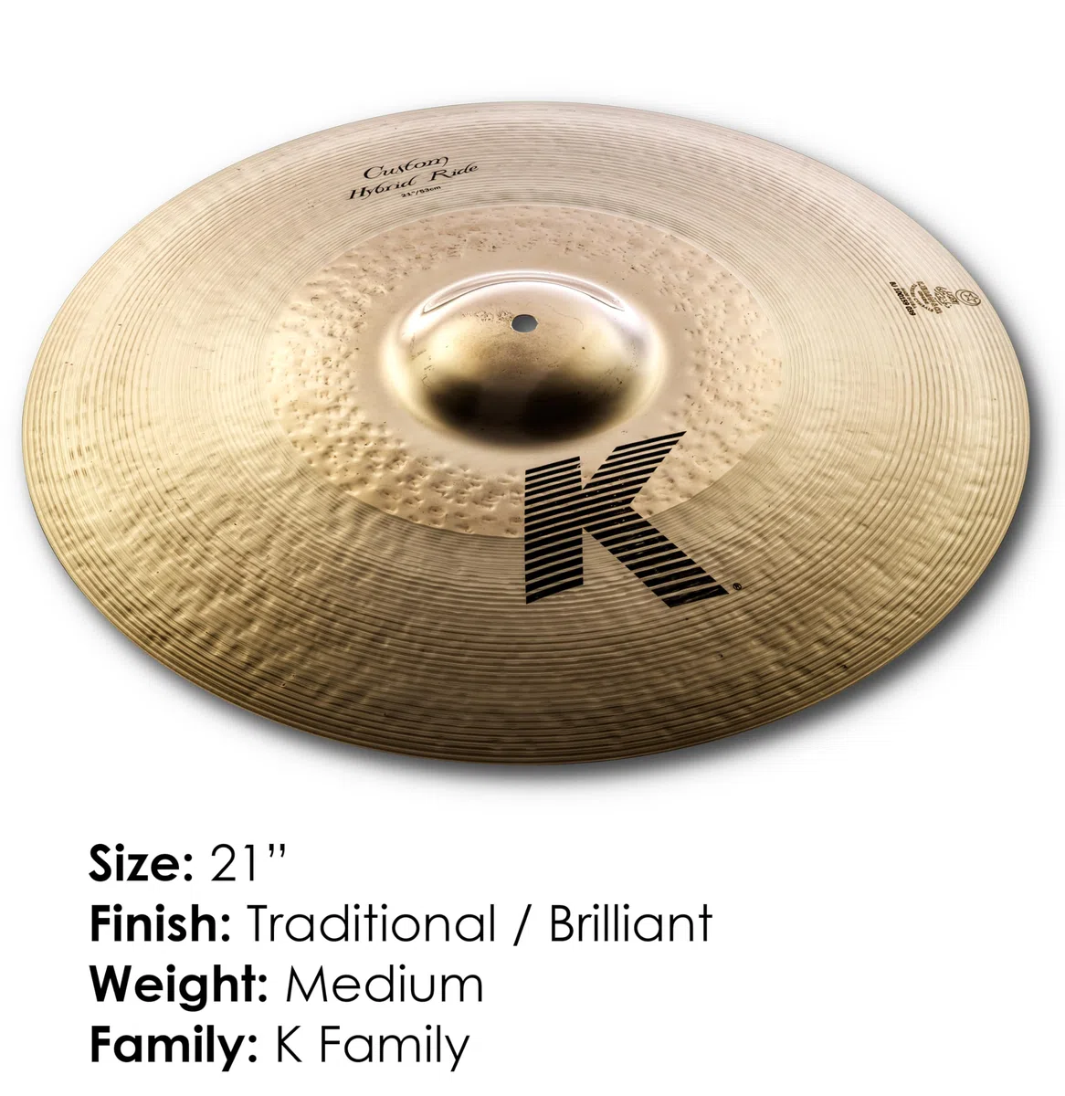 Zildjian K Custom Series - 21" Hybrid Ride Cymbal, Mehrfarbig