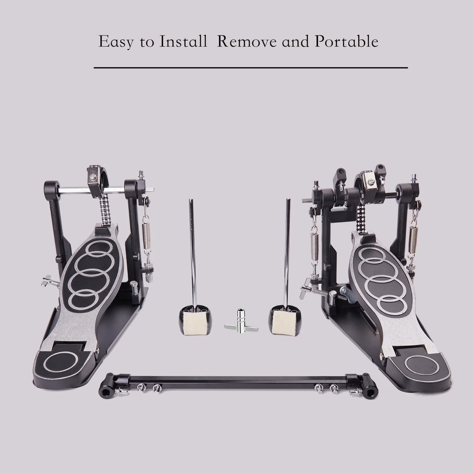 Fußmaschinen，Double Bass Kick Drum Pedal mit Doppelkette，Doppel Pedal (V-YQ09)