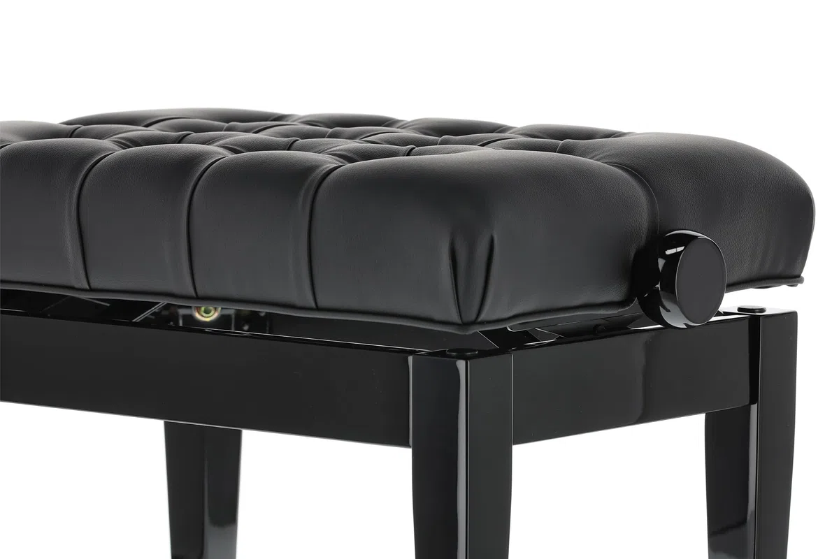 GEWA Pianobank Deluxe XL, schwarz hochglanz, Kunstlederbezug, extra dick gepolstert