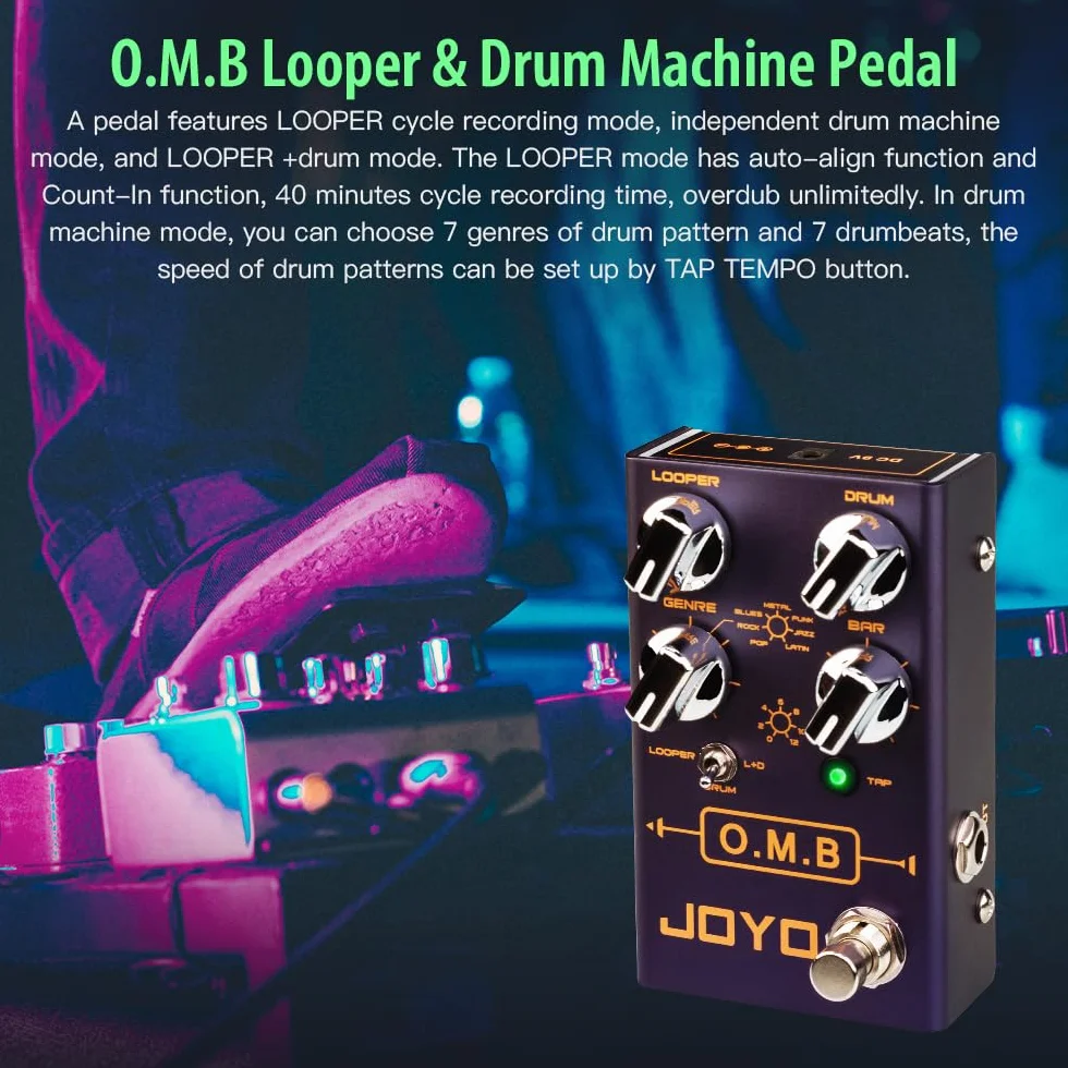 JOYO Looper und Drum Machine Pedal für Cycle Recording und Drums für E-Gitarre (O.M.B R-06)