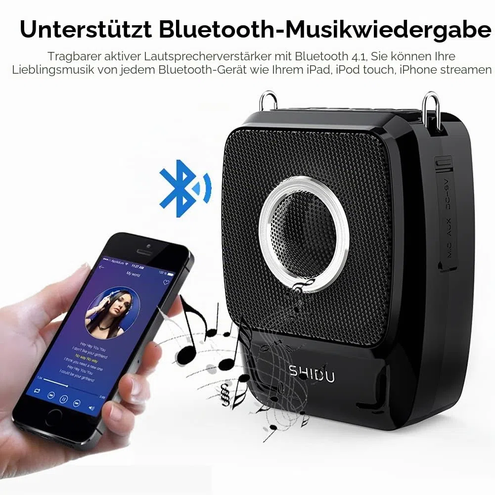 Sprachverstärker Tragbar Stimmverstärker Lautsprecher mit Mikrofon Bluetooth 4.0 wiederaufladbar Pa System 25 Watt