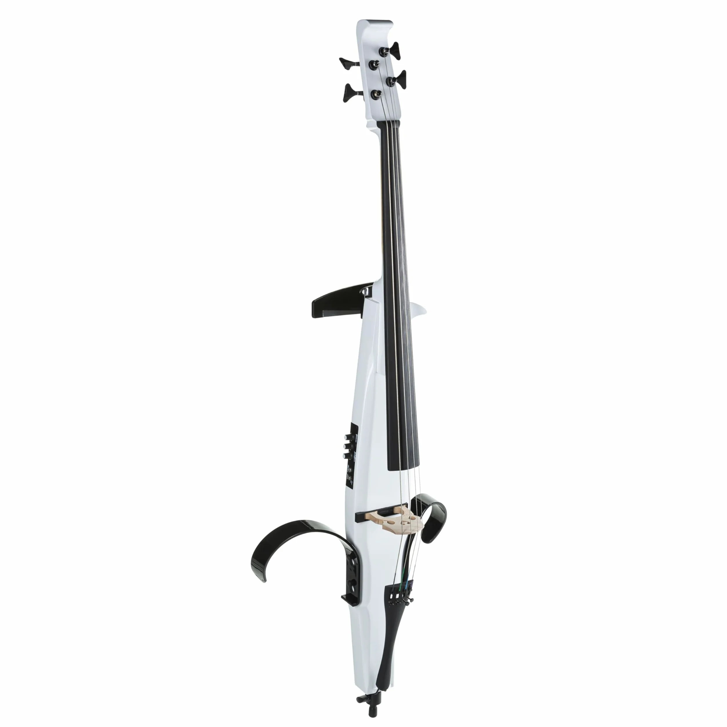 Fame EC-1801 E-Cello 4/4, Elektrisches Cello, Laminierter Holz-Korpus, Ahorn-Hals, Ebenholz-Griffbrett, Volume-Treble-Bass-Regler, 6,3 mm Ausgang, 3,5 mm Aux In, Inkl. Zubehör und Softbag, Weiß