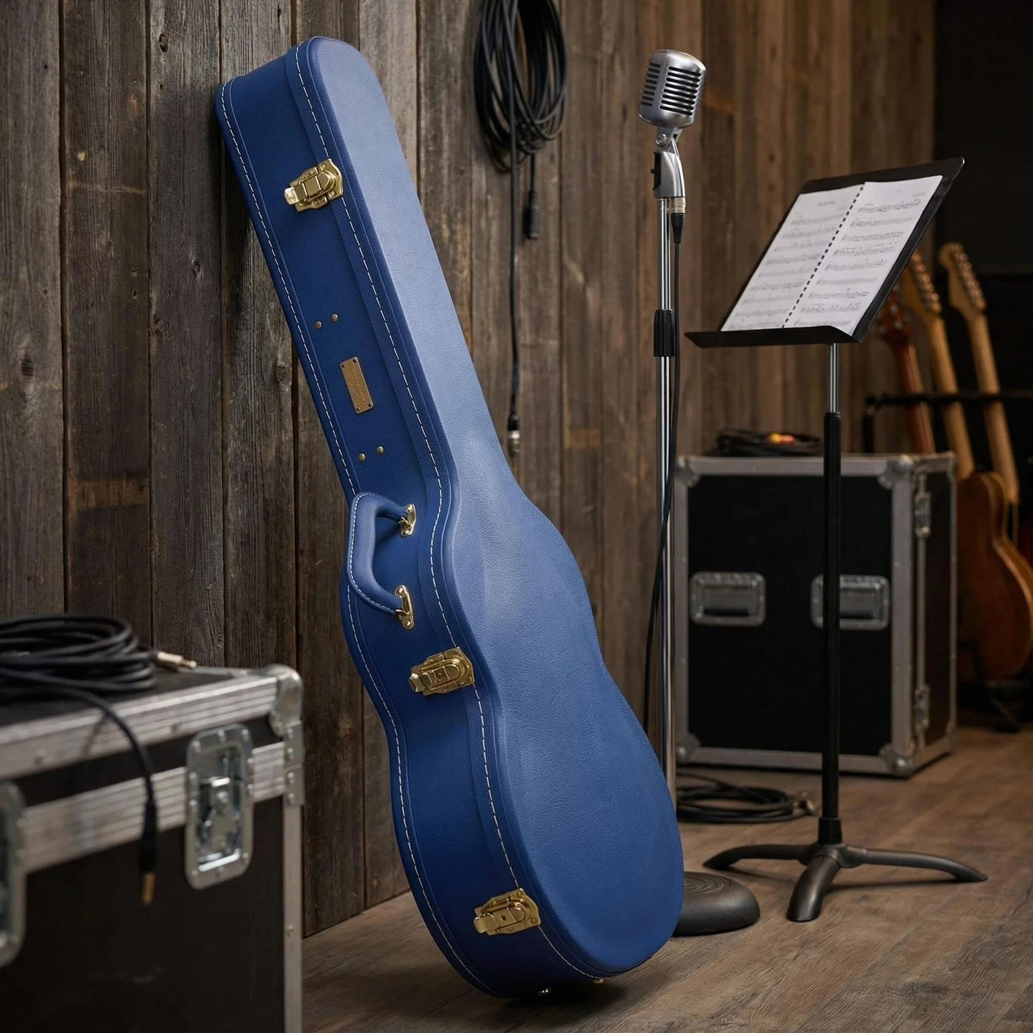 Crossrock Designer Series Holzkoffer für Gibson SG Elektrogitarren - Sicherheitsschloss, Metallfüße, Lagerraum - Lebhafter Blau (CRW520SGVB)