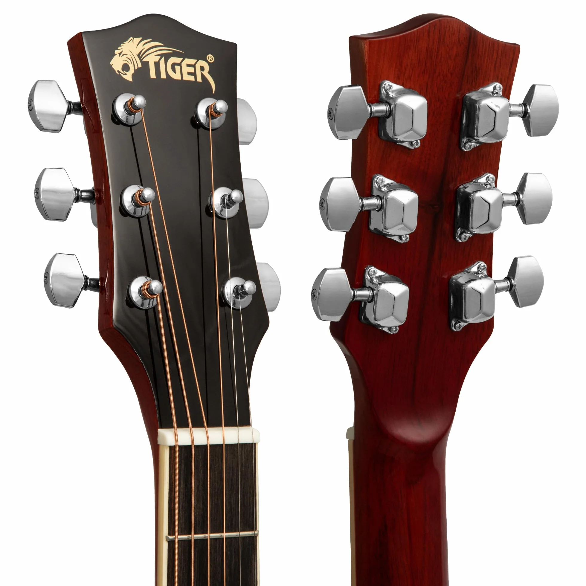 TIGER ACG1-RD34 3/4 Akustikgitarre mit Stahlsaiten bespannte Small Body Akustikgitarre für Personen ab 9 Jahren mit Tasche Gurt Ersatzsaiten und Plektren - Rot