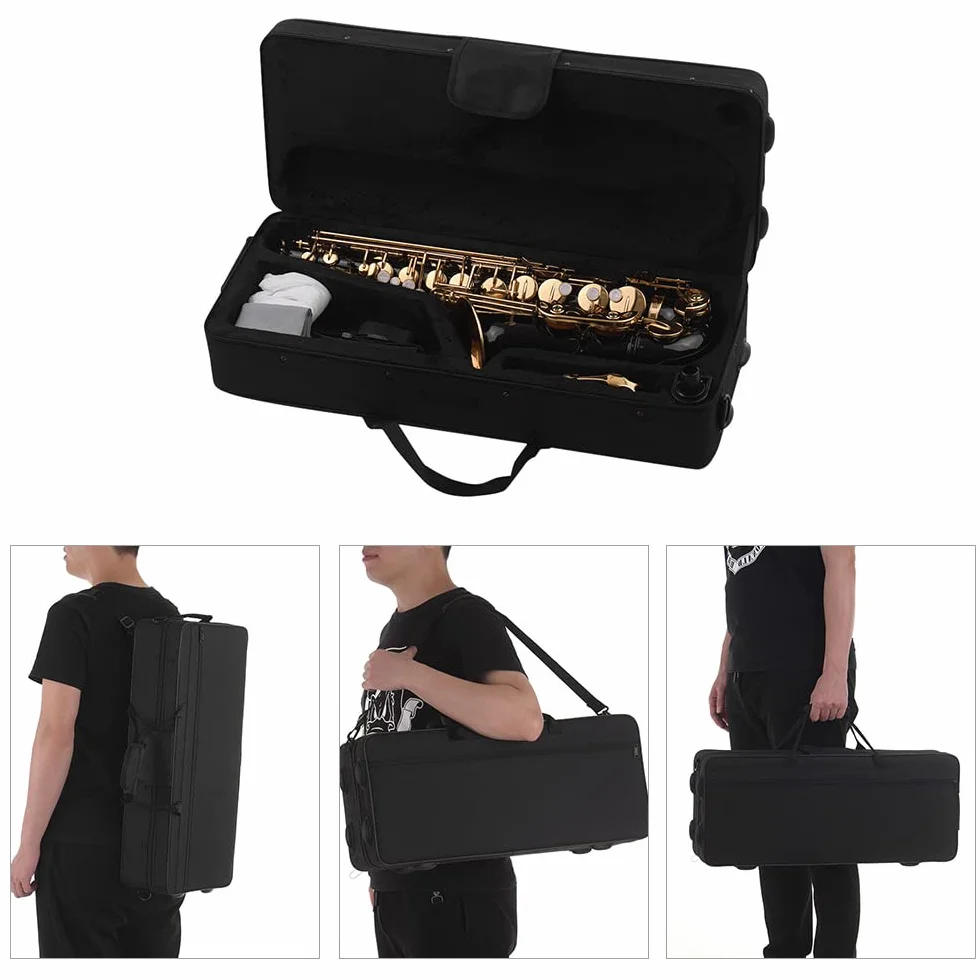 Saxophon Eb Alto Sax Brass lackiert Gold 82Z Key mit gepolsterter Handschuhe Reinigungstuch Bürste Saxophonriemen Schilf