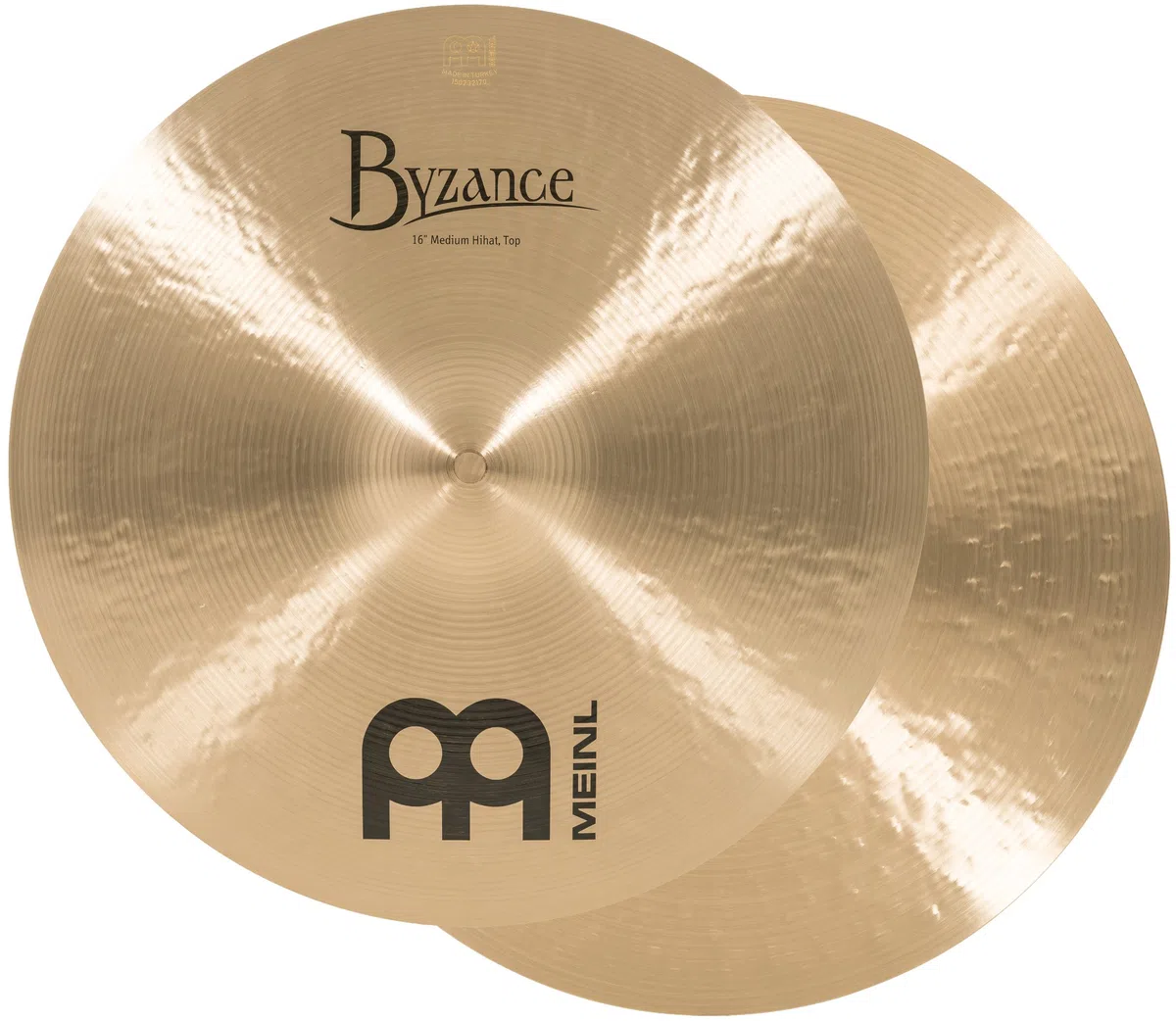 Meinl Cymbals Byzance Traditional Hihat Medium 16 Zoll (Video) Schlagzeug Becken – Paar – (40,64cm) B20 Bronze, Traditionelles Finish (B16MH)
