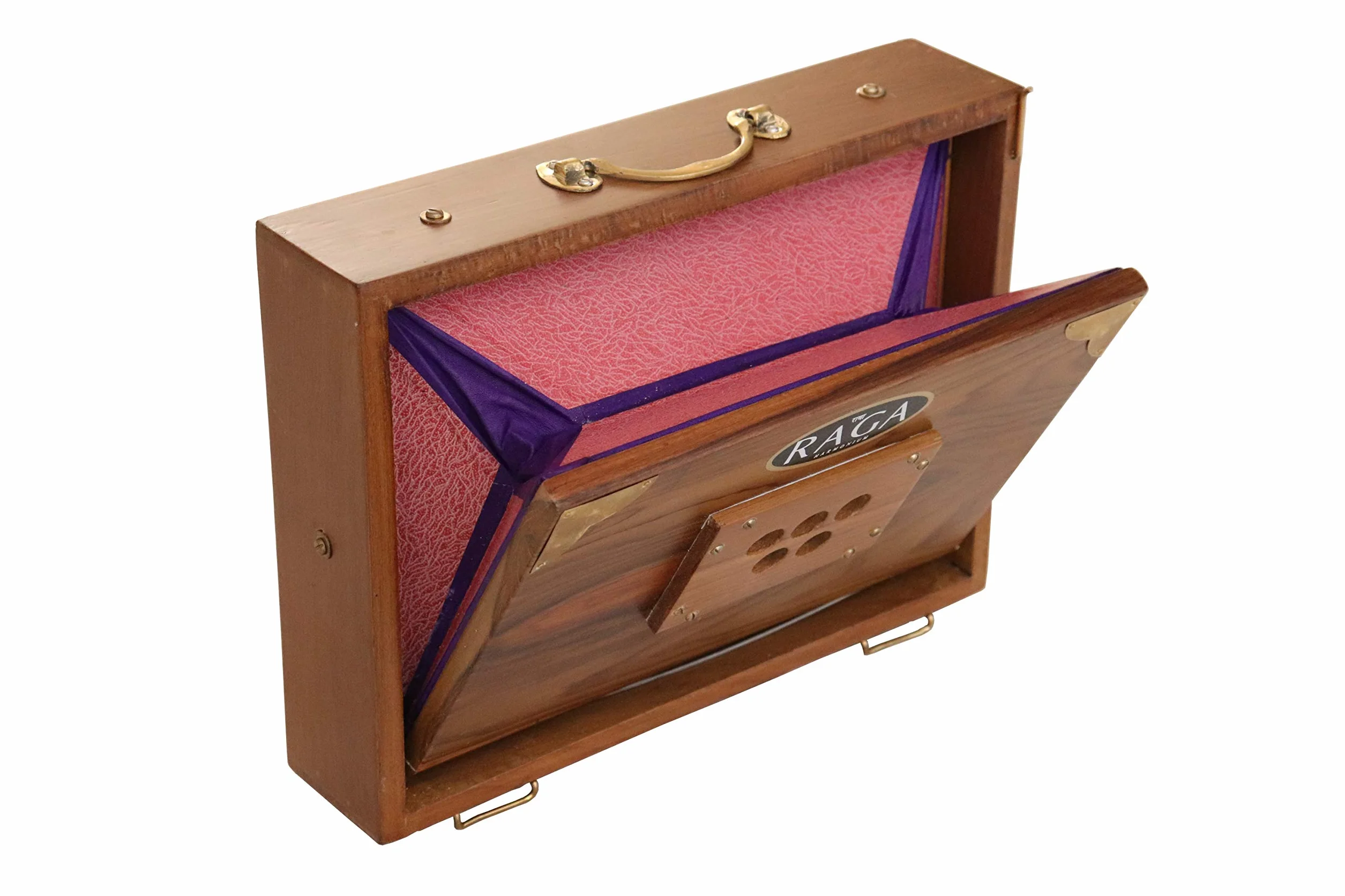 Shruti Box Raga, professionelles Modell, aus Teak-Holz, C-Tonleiter (c3 bis c4), 30 x 22 x 8,5 cm, Gewicht 2 kg, gestimmt auf 440 Hz (432 Hz auf Anfrage).