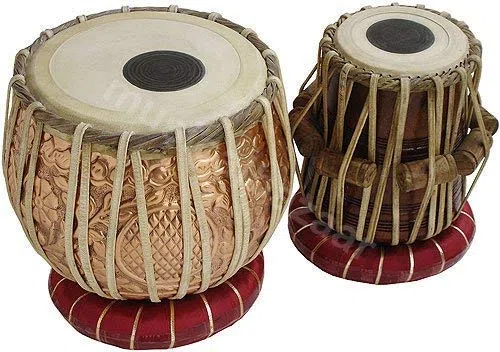 PINK-LOTUS Indisches handgefertigtes Designer-Tabla-Set aus Kupfer – 3 kg Kupfer Bayan – Sheesham Dayan