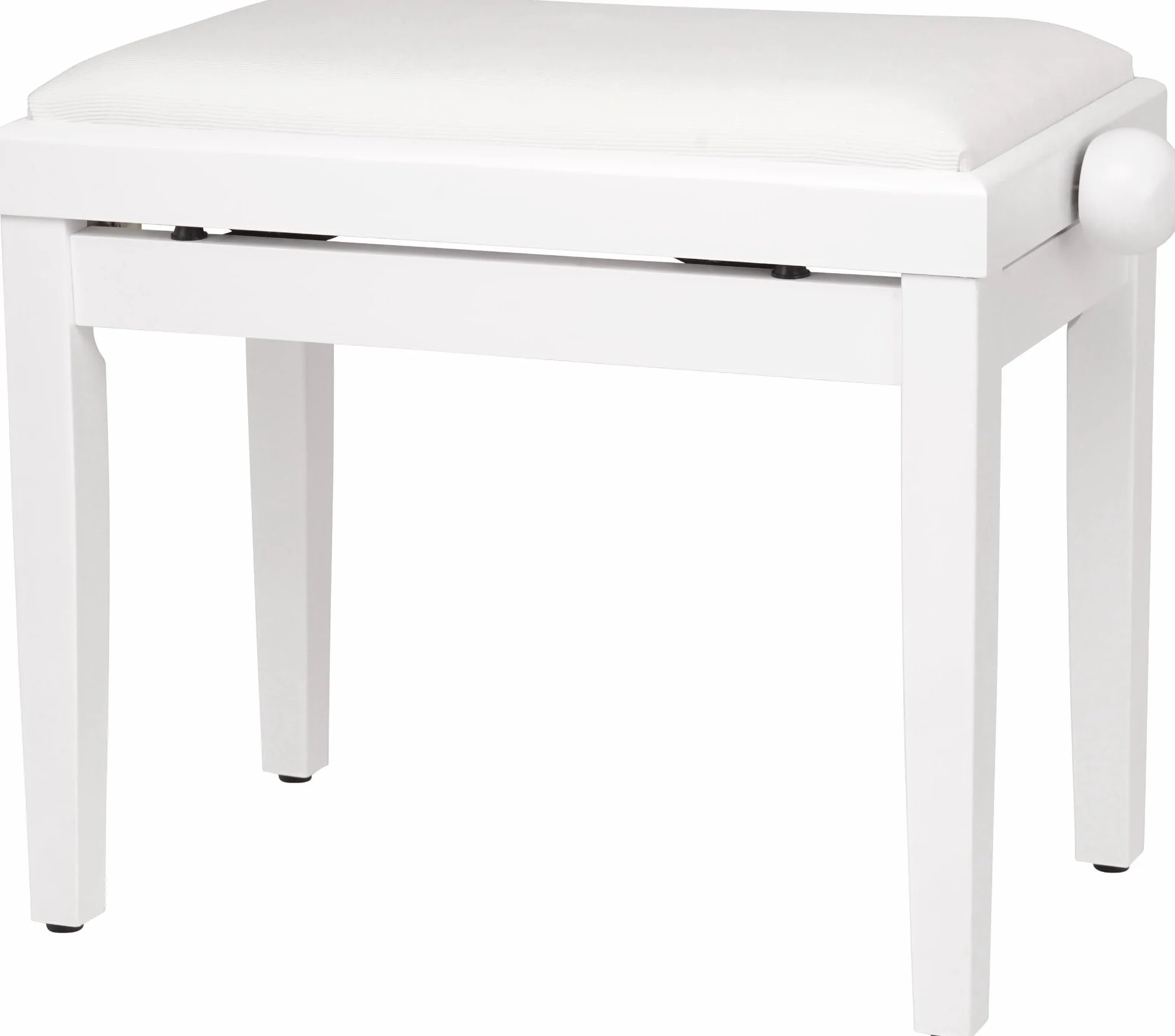 Pianobank Weiß-matt (Höhenverstellbar von 47-56cm, Spindelmechanik, Sitzfläche 55 x 32cm, weißer Velourbezug, stabil)