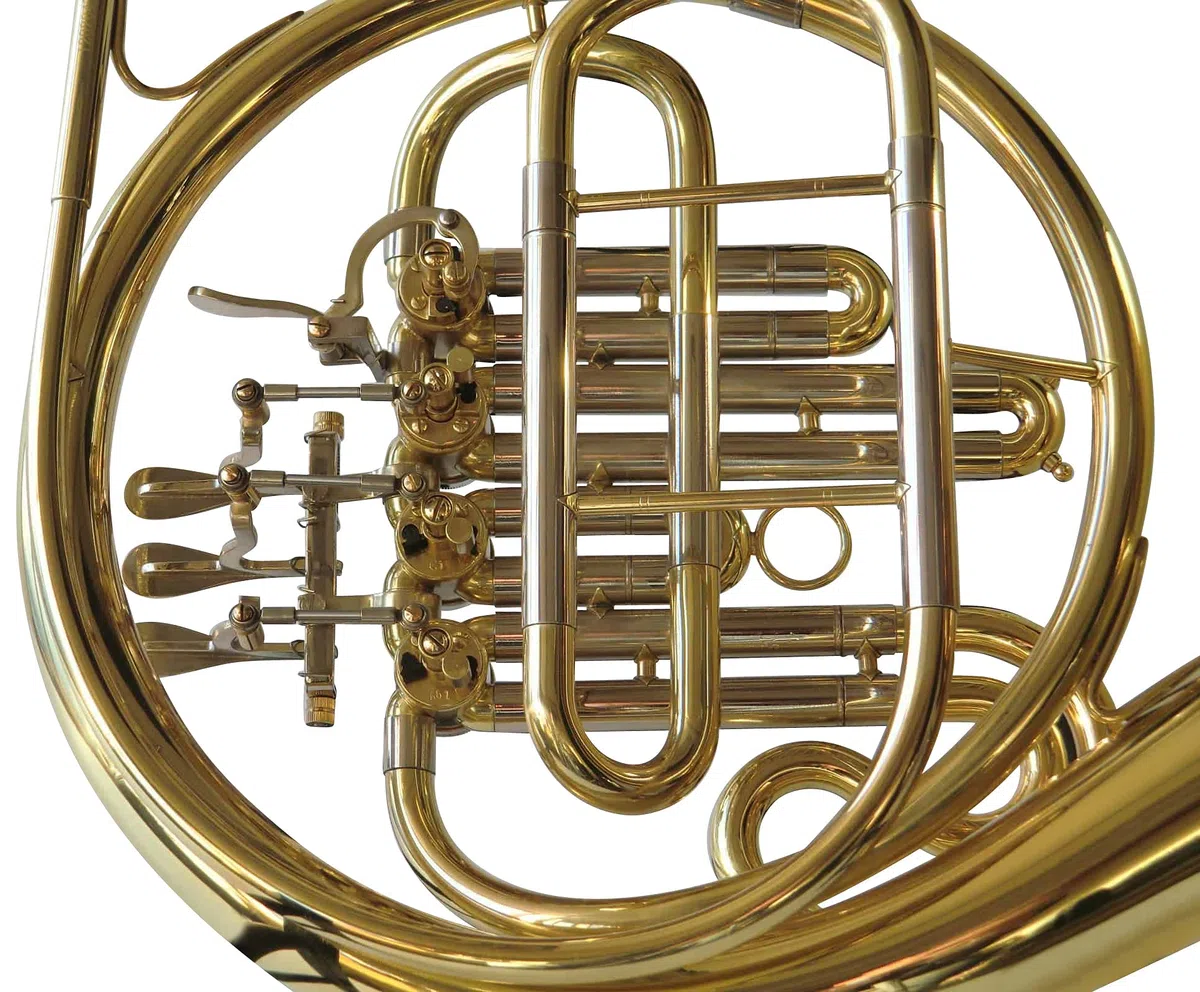 Waldhorn/French Horn in Bb, Gold/Silber, inkl. Luxus-Hartschalenkoffer und Waldhörner Zubehör