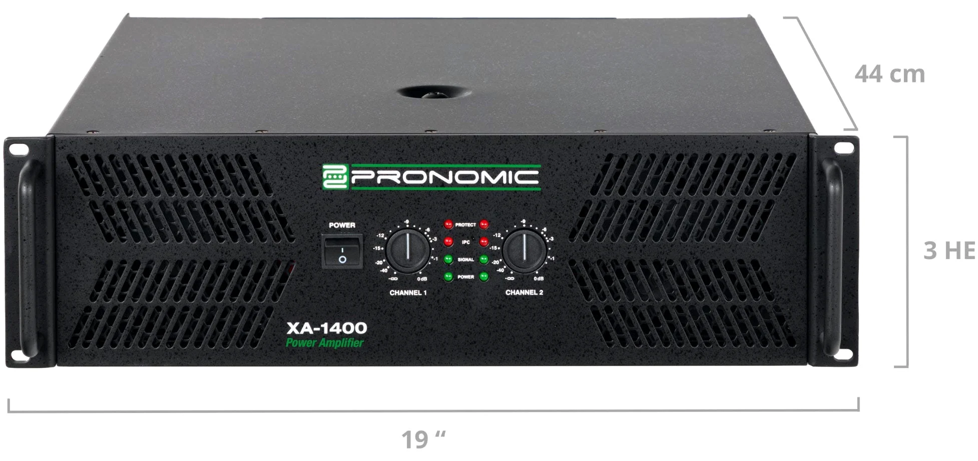 Pronomic XA-1400 Endstufe - Stereo-Leistungsverstärker mit 2x 3000 Watt an 2 Ohm - Lüfter automatisch gesteuert - 2 x XLR Eingang 2 x XLR parallel Ausgang und Schutzschaltungen - Schaltungstype H